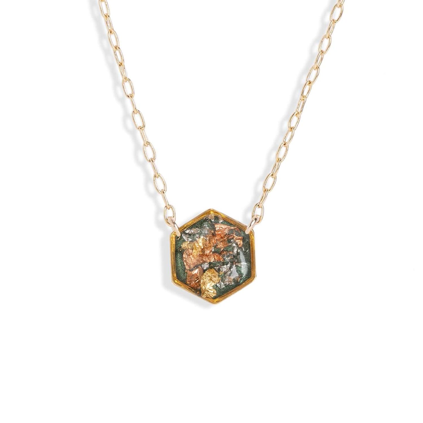 Hexagon Shimmer Foils Necklace