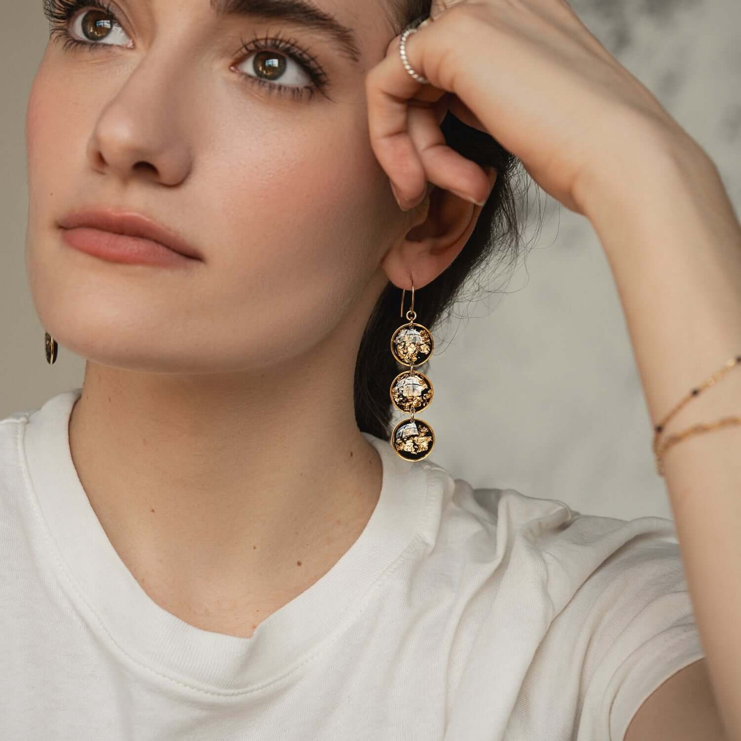 Statement Shimmer Foils Round Earrings