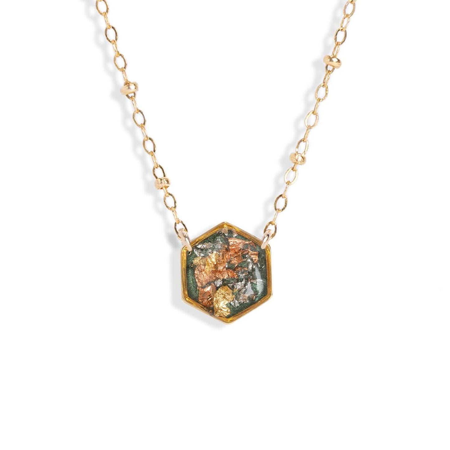 Hexagon Shimmer Foils Necklace