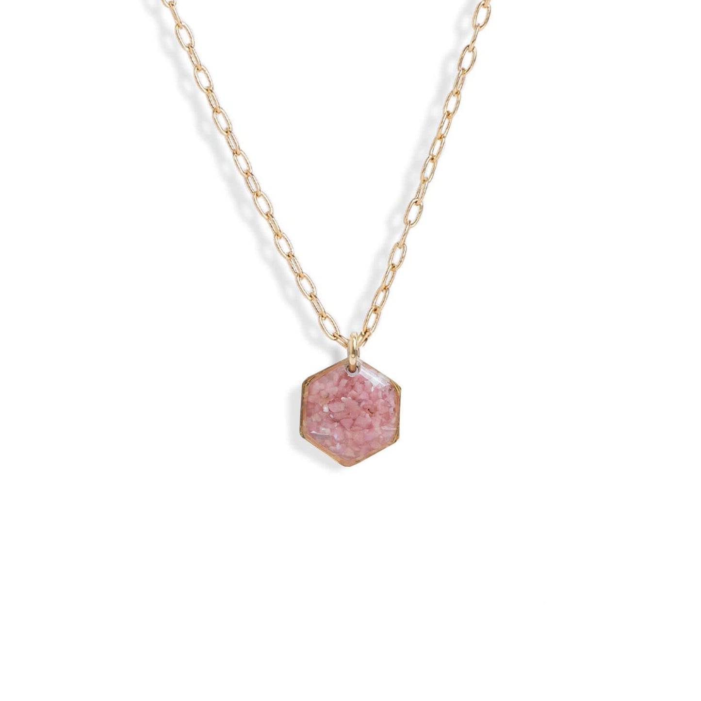 Small Hexagon Gem Necklace