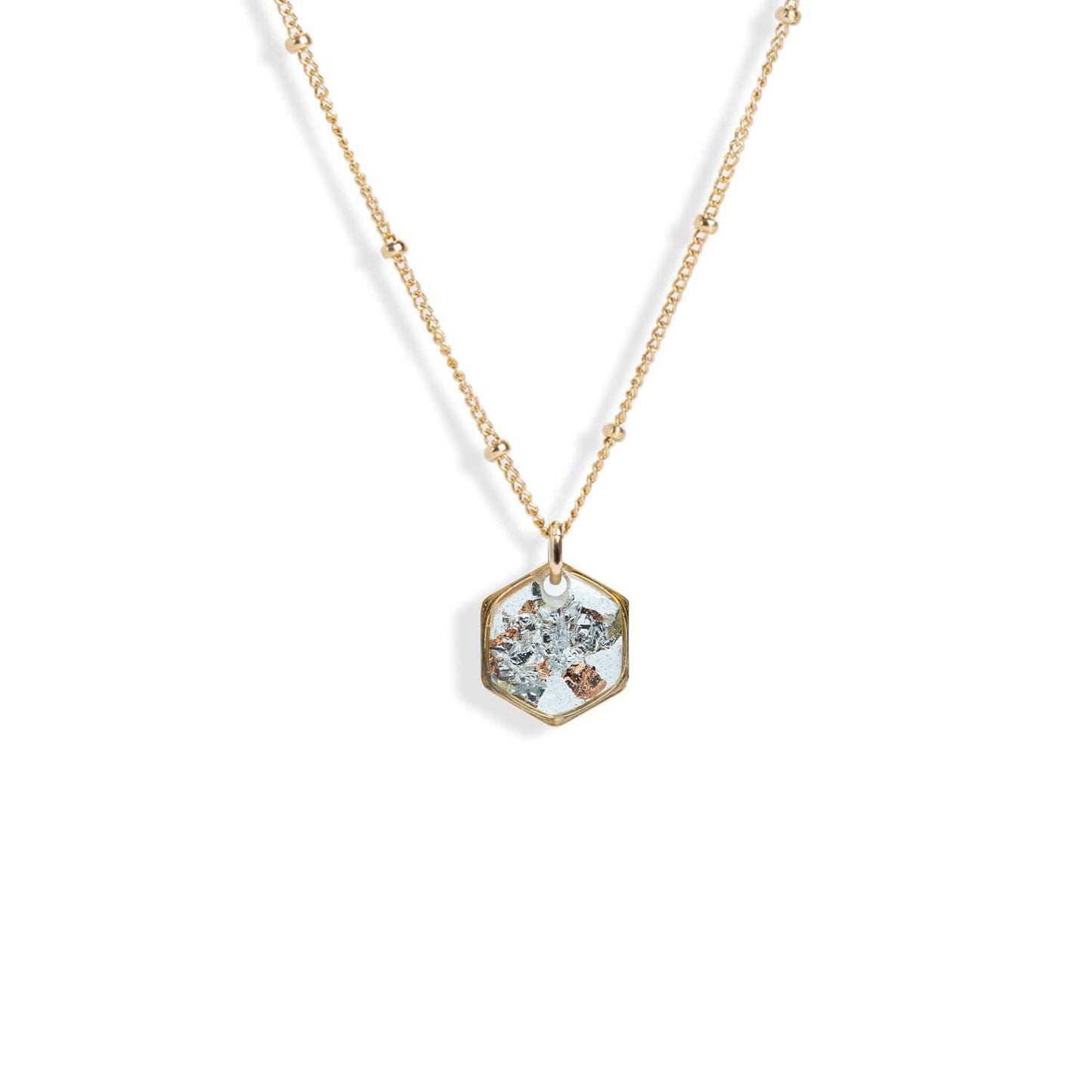 Small Shimmer Foils Hexagon Necklace
