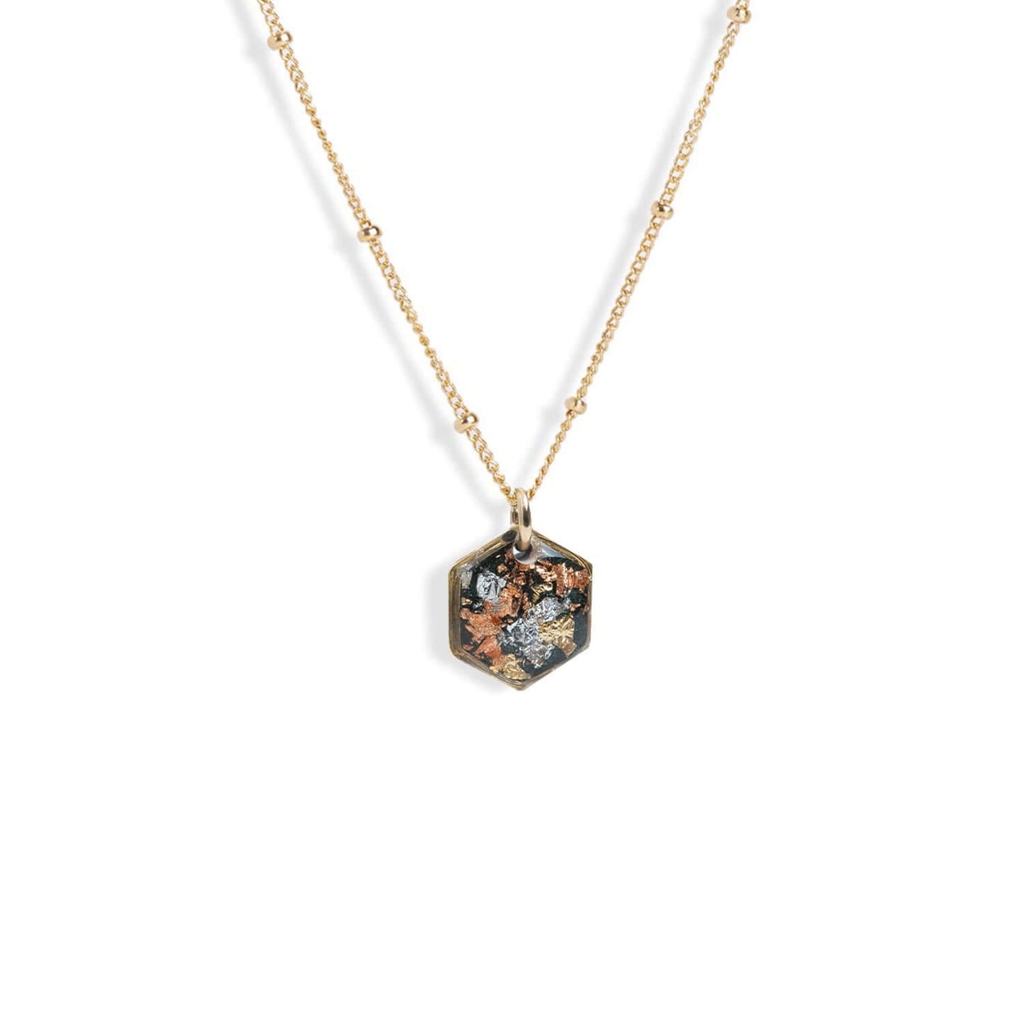 Small Shimmer Foils Hexagon Necklace