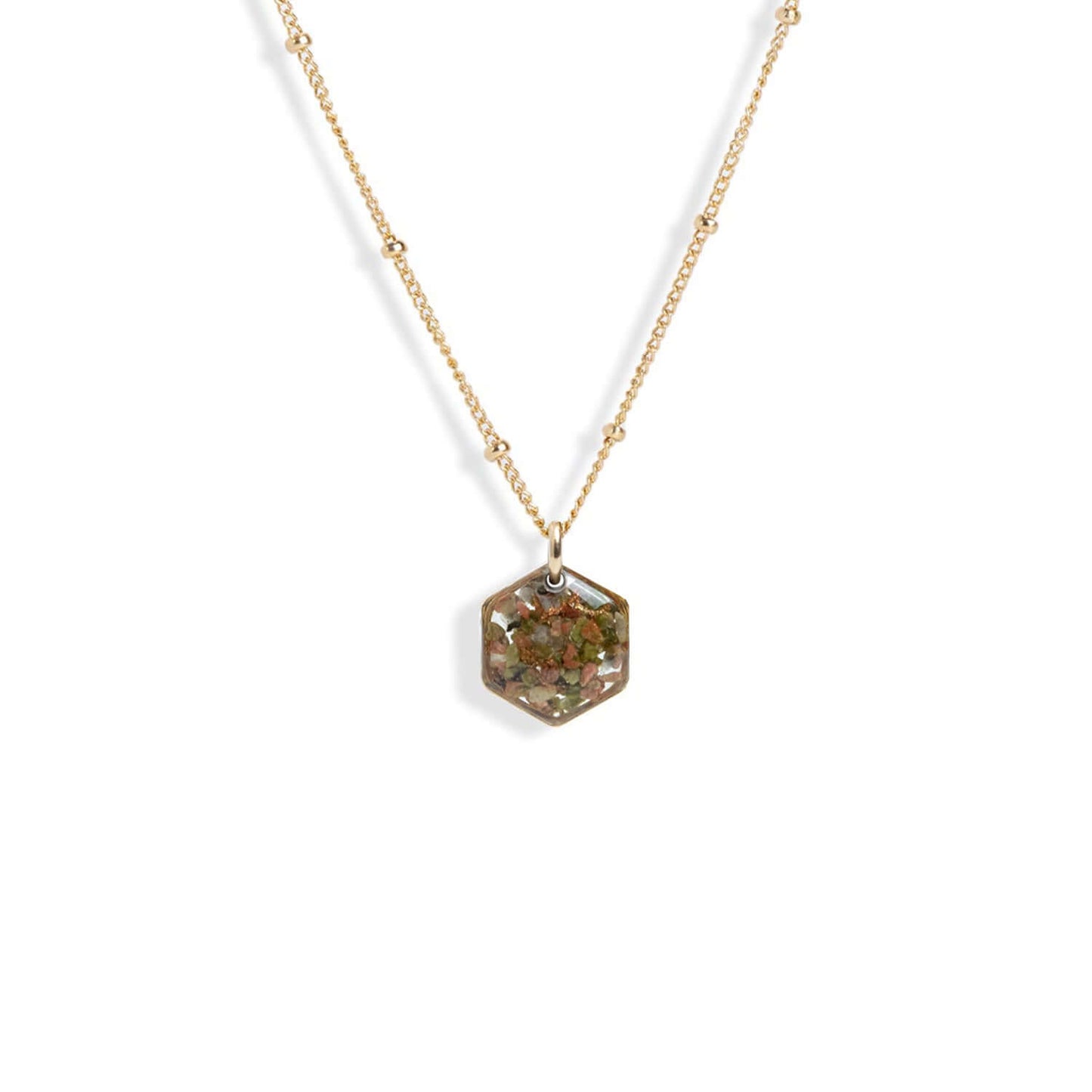 Small Hexagon Gem Necklace