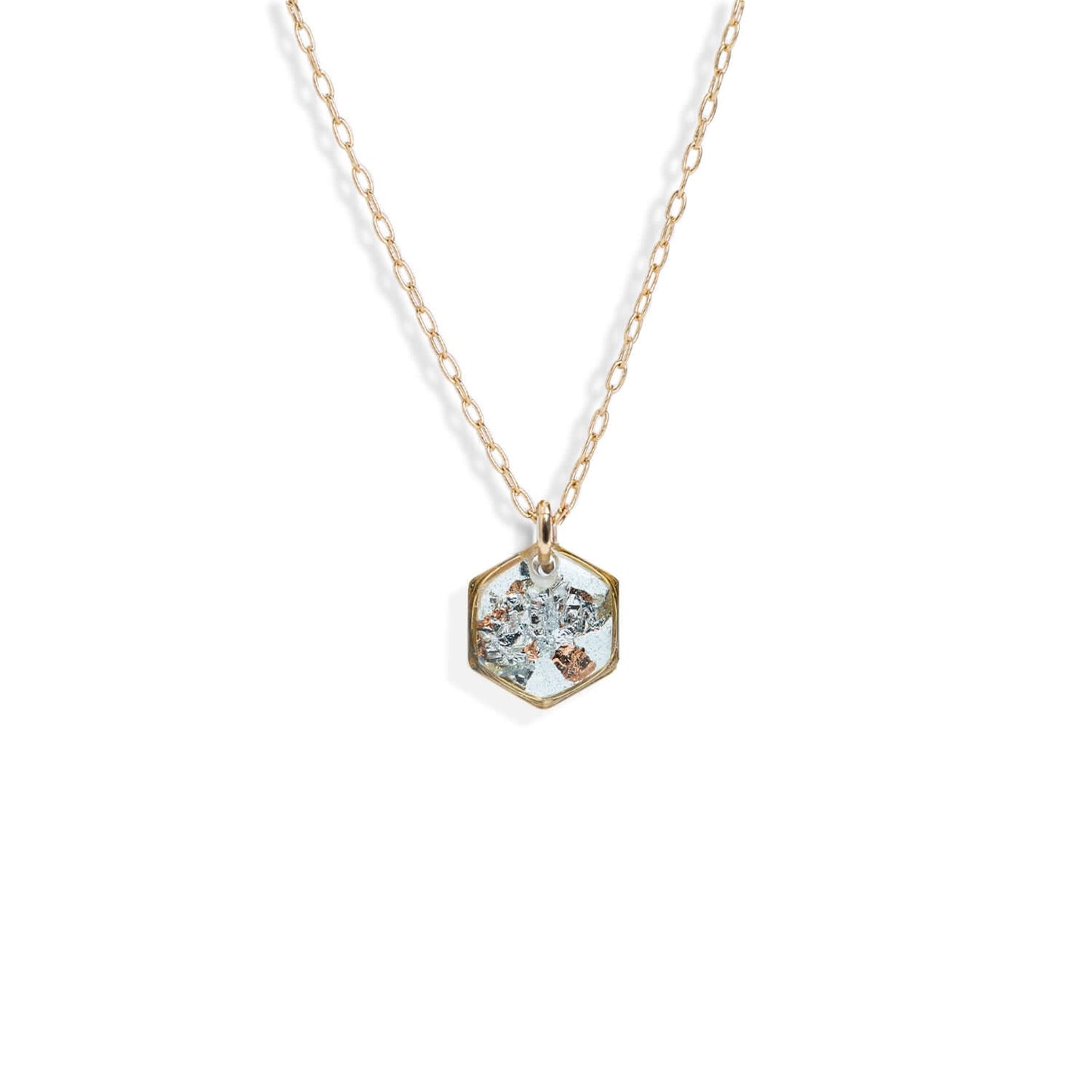 Small Shimmer Foils Hexagon Necklace