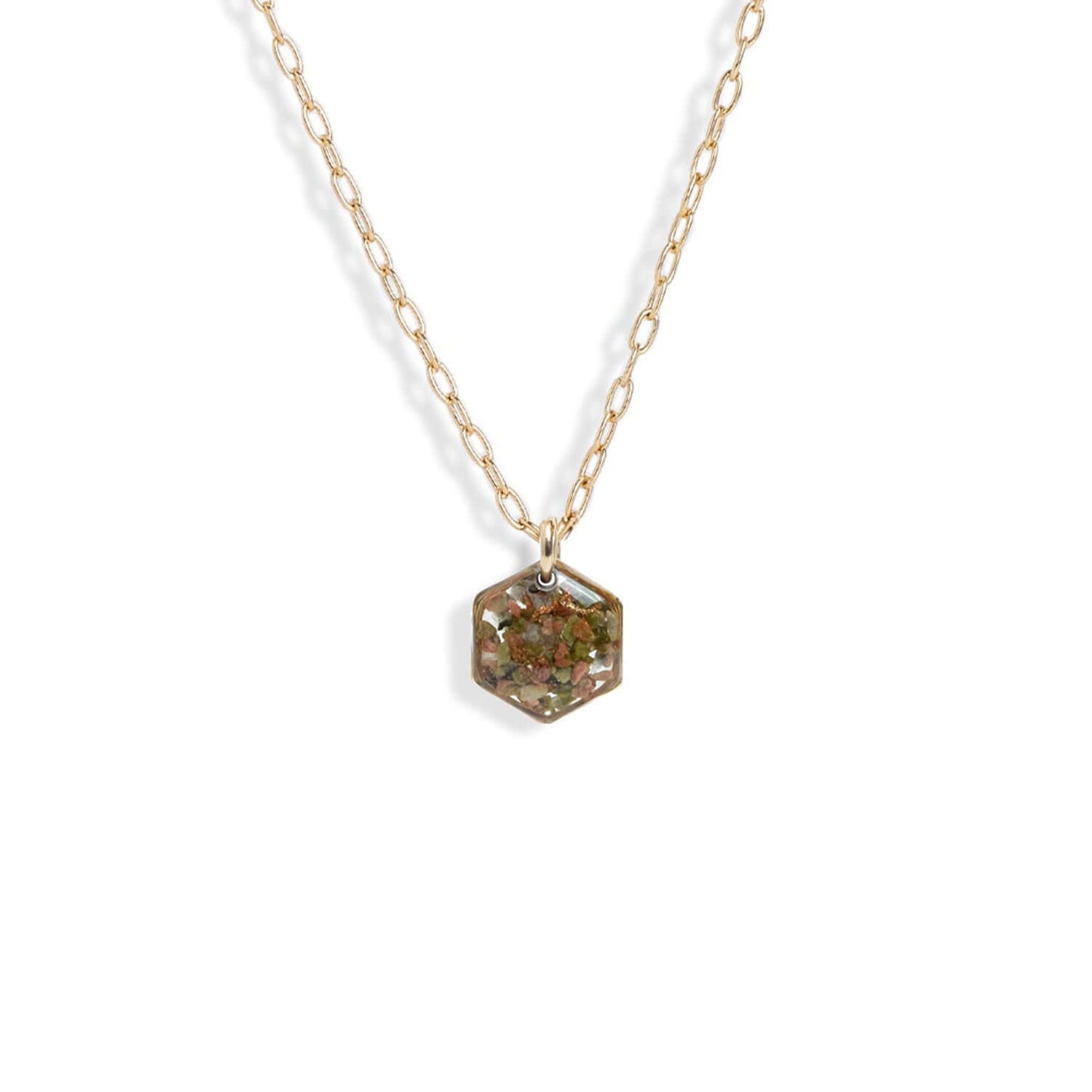 Small Hexagon Gem Necklace
