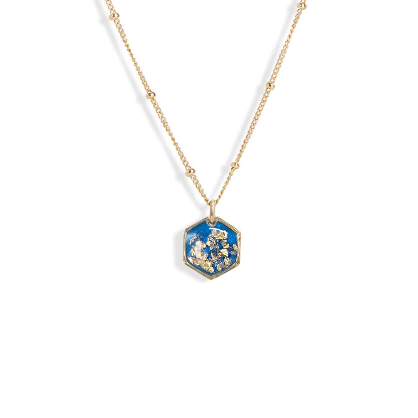 Small Shimmer Foils Hexagon Necklace