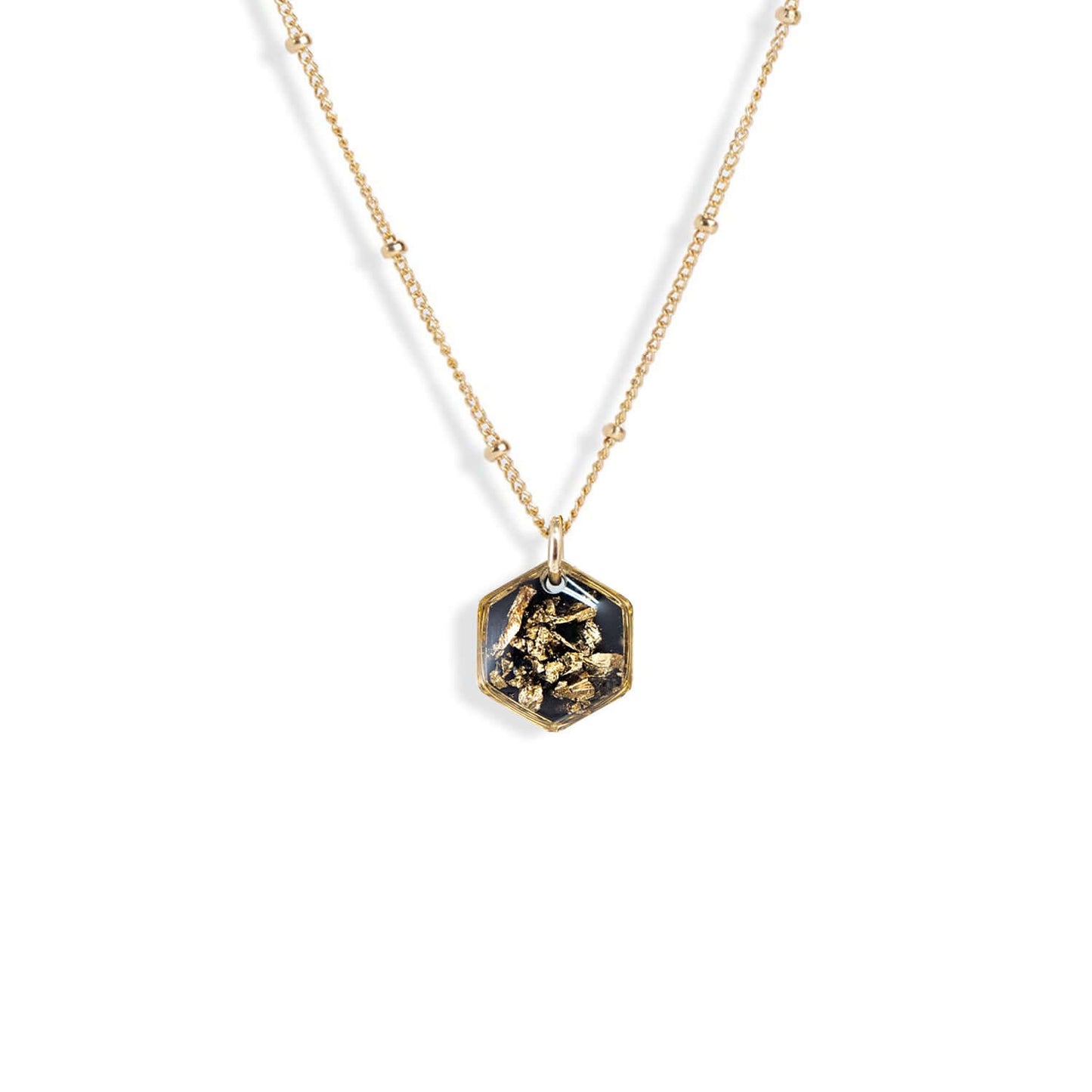 Small Shimmer Foils Hexagon Necklace