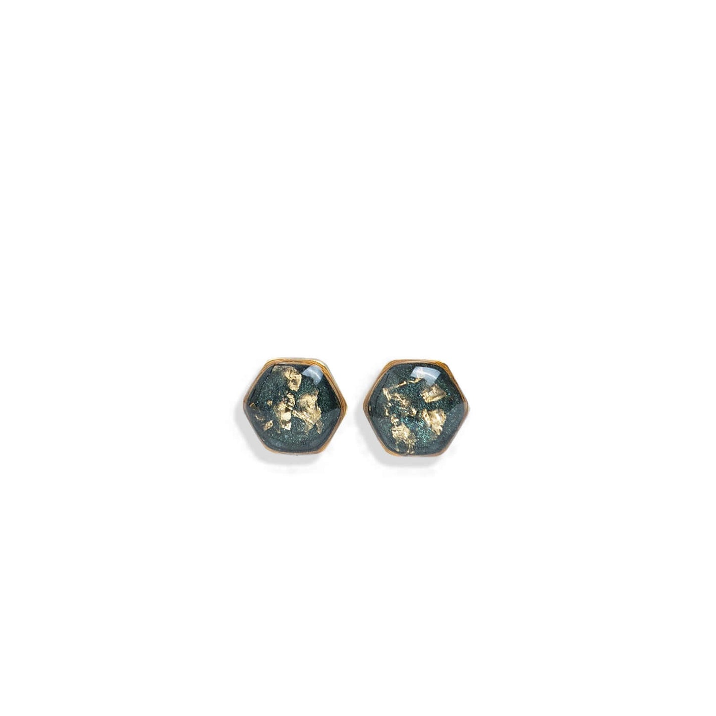 Tiny hexagon earrings