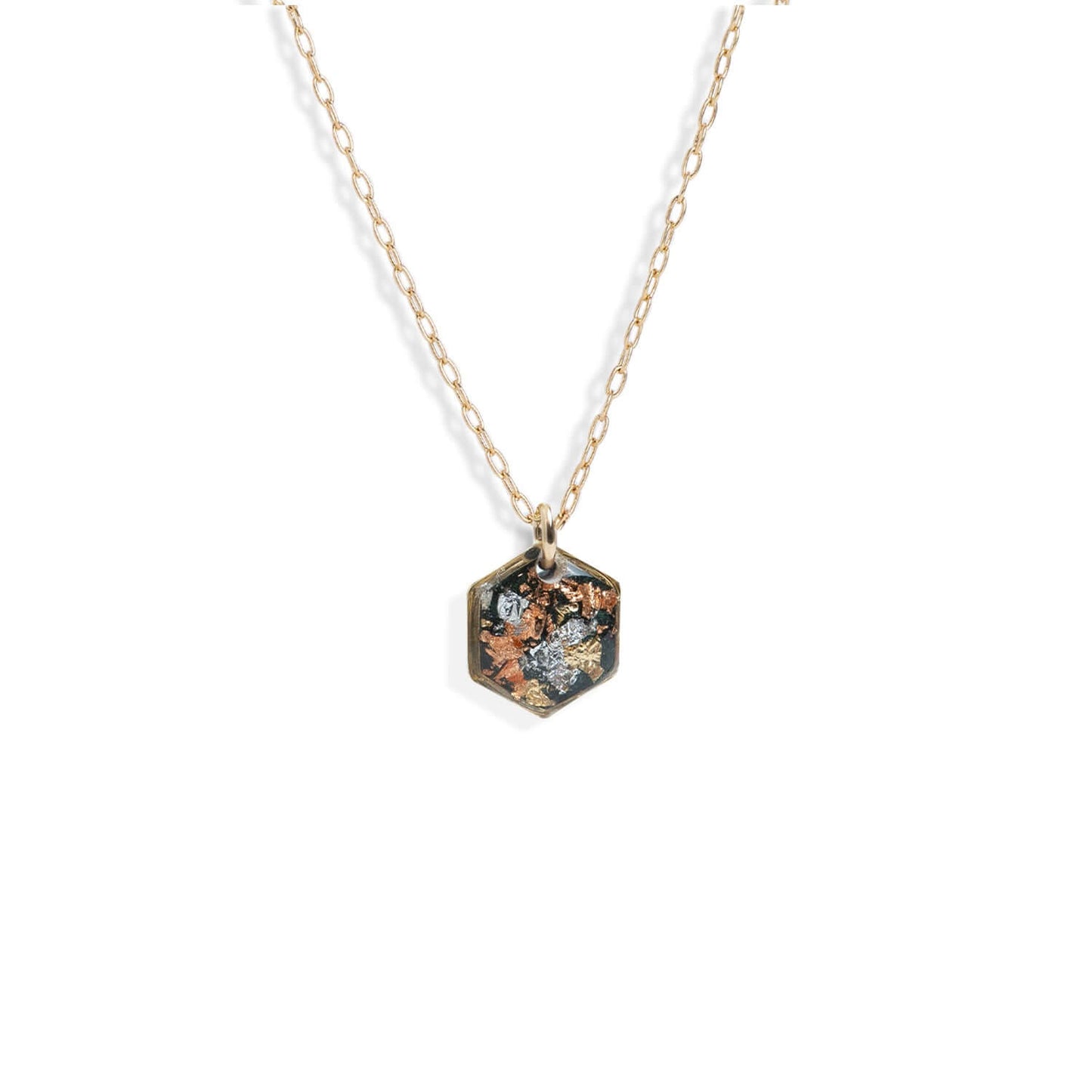 Small Shimmer Foils Hexagon Necklace
