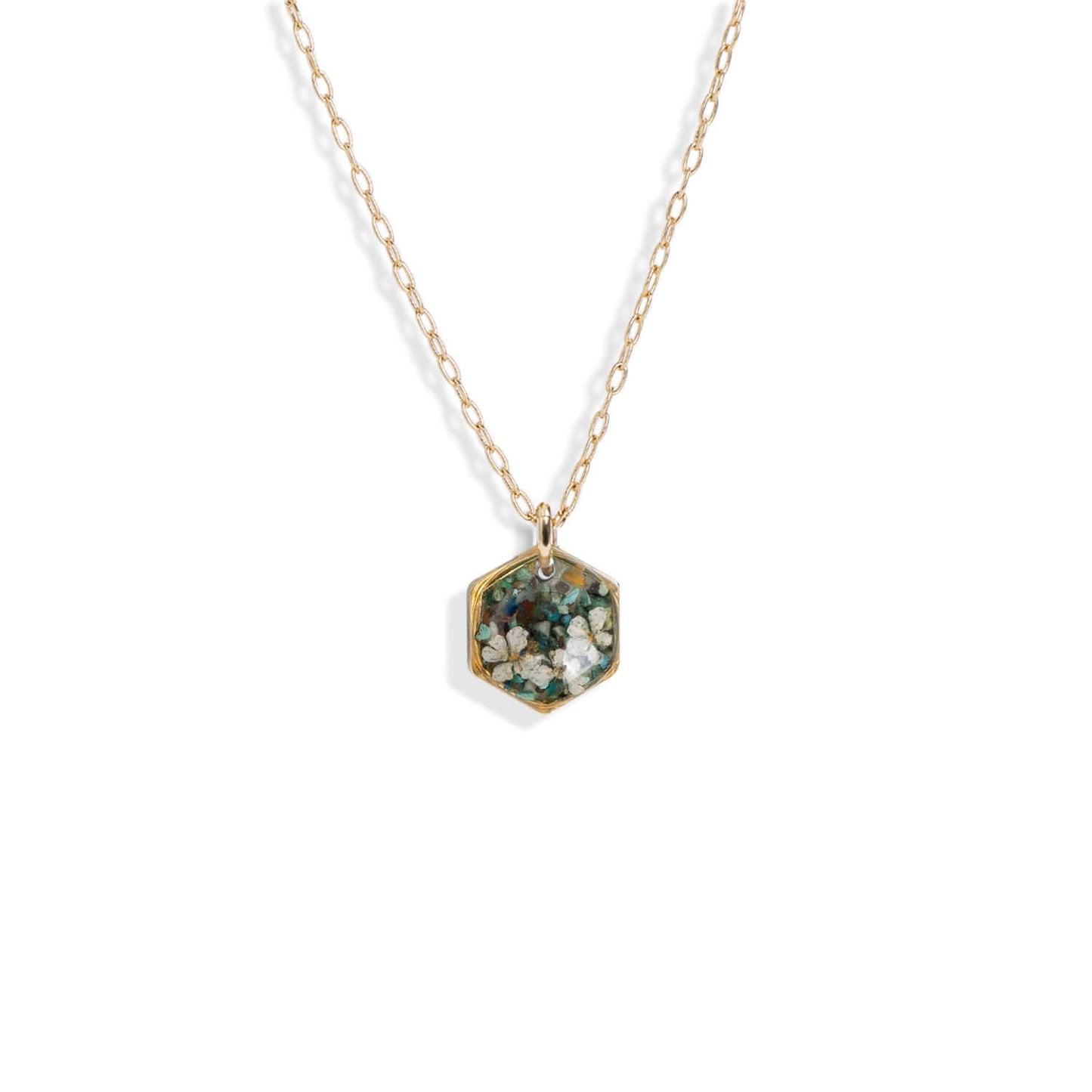 Small Hexagon Flower Necklace