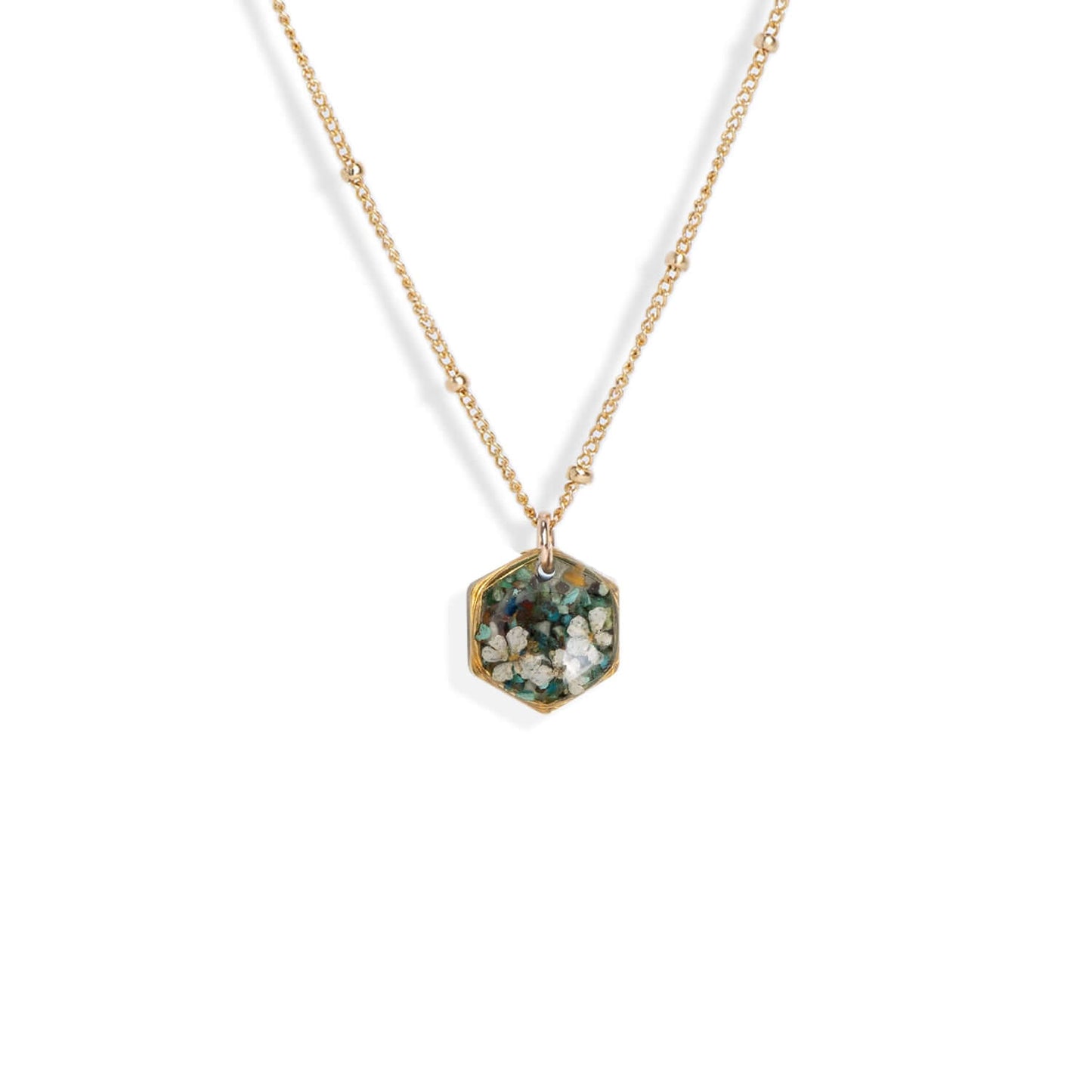 Small Hexagon Flower Necklace