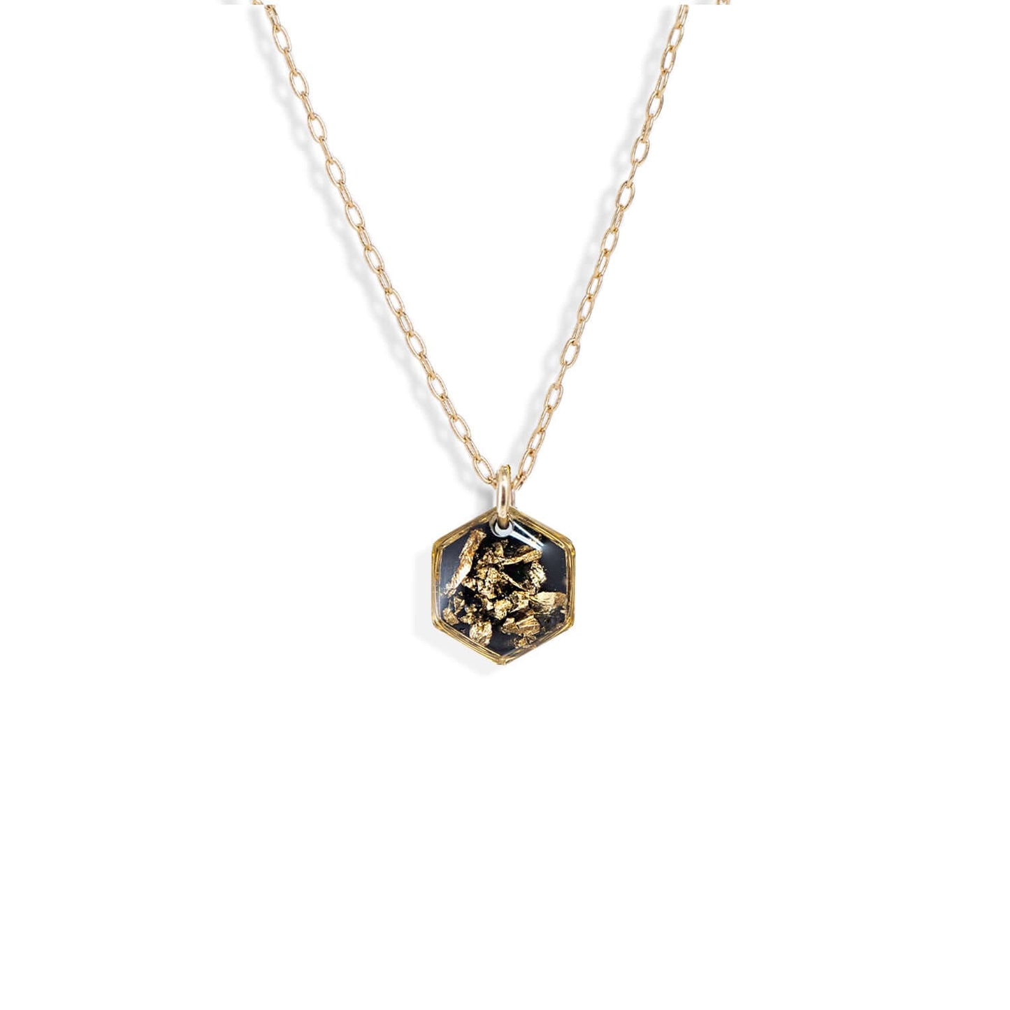 Small Shimmer Foils Hexagon Necklace