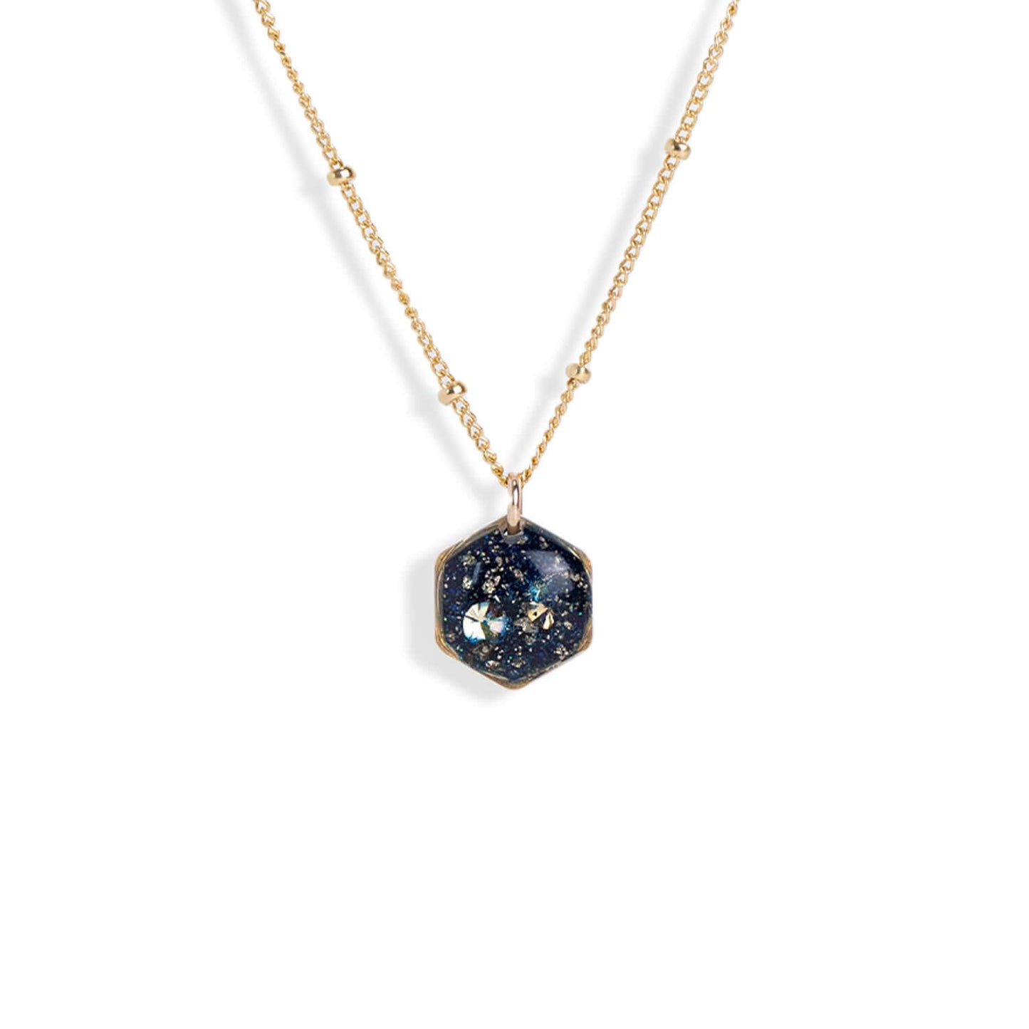 Small Hexagon Gem Necklace