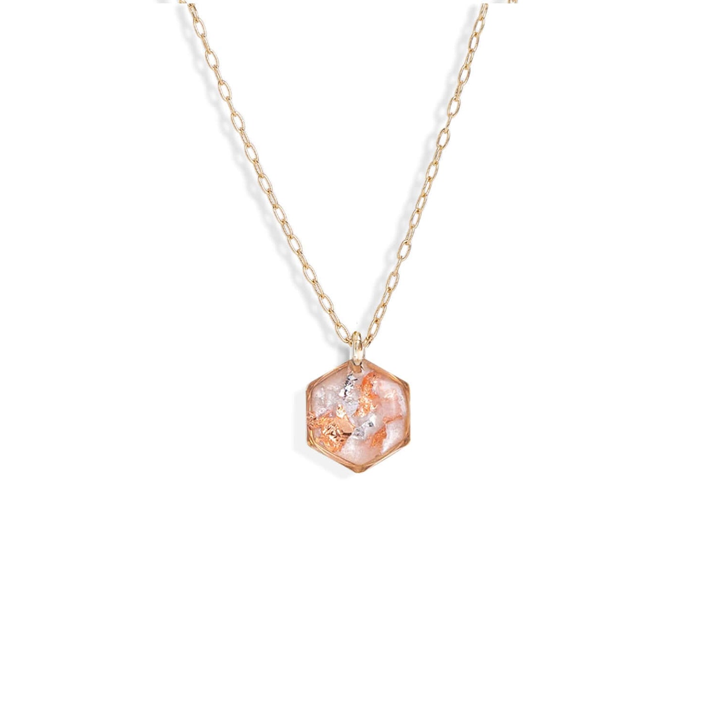 Small Shimmer Foils Hexagon Necklace