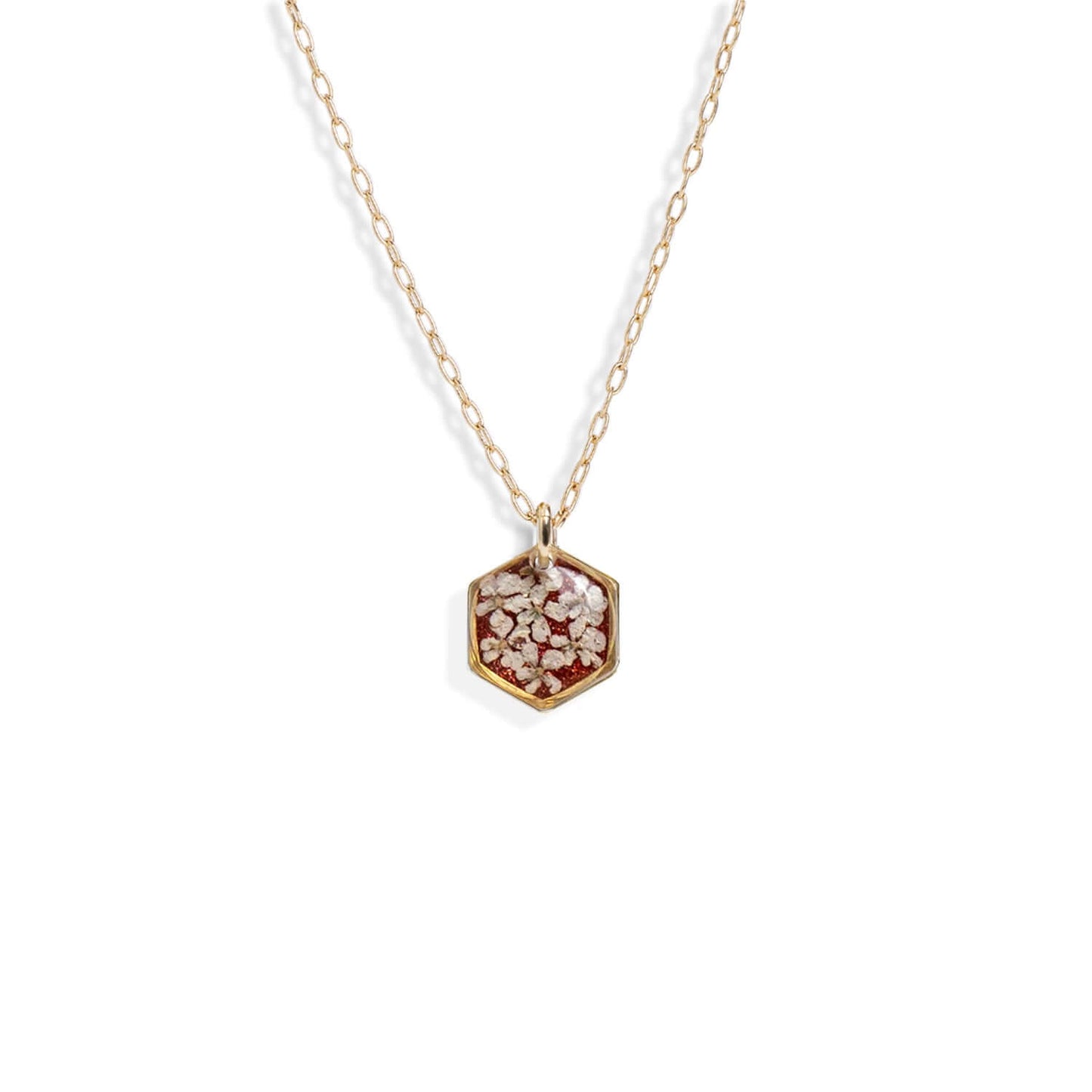 Small Hexagon Flower Necklace