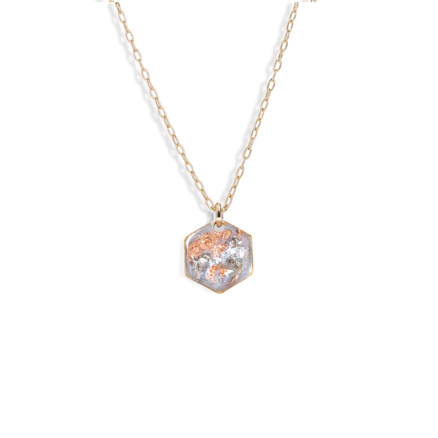 Small Shimmer Foils Hexagon Necklace
