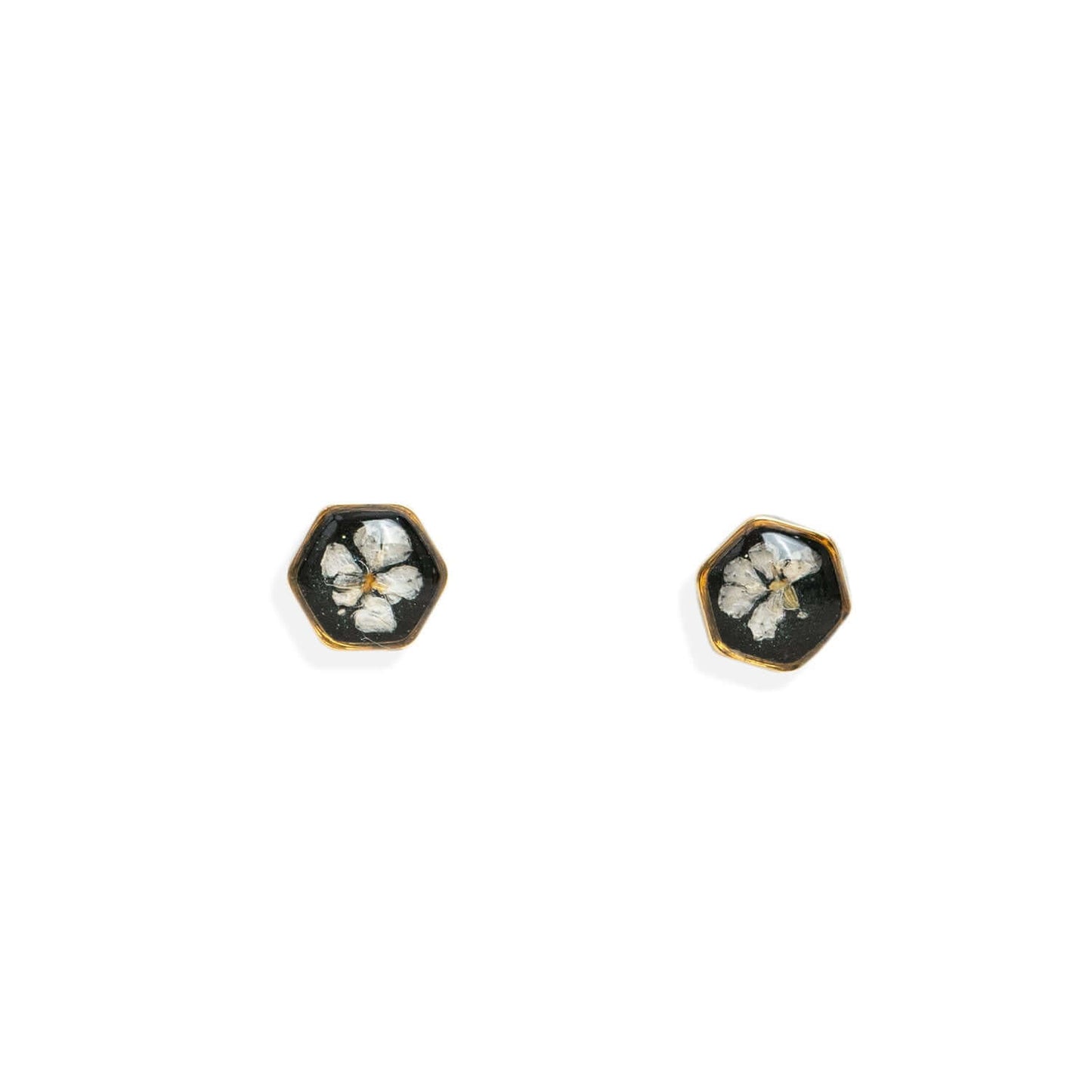 Small hexagon flower earrings