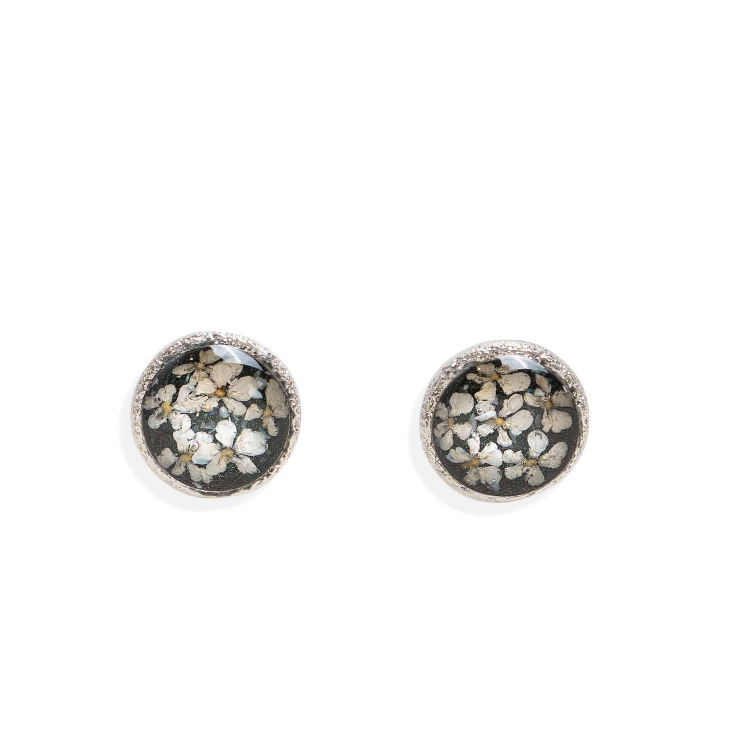 Round Flower Earrings in Silver