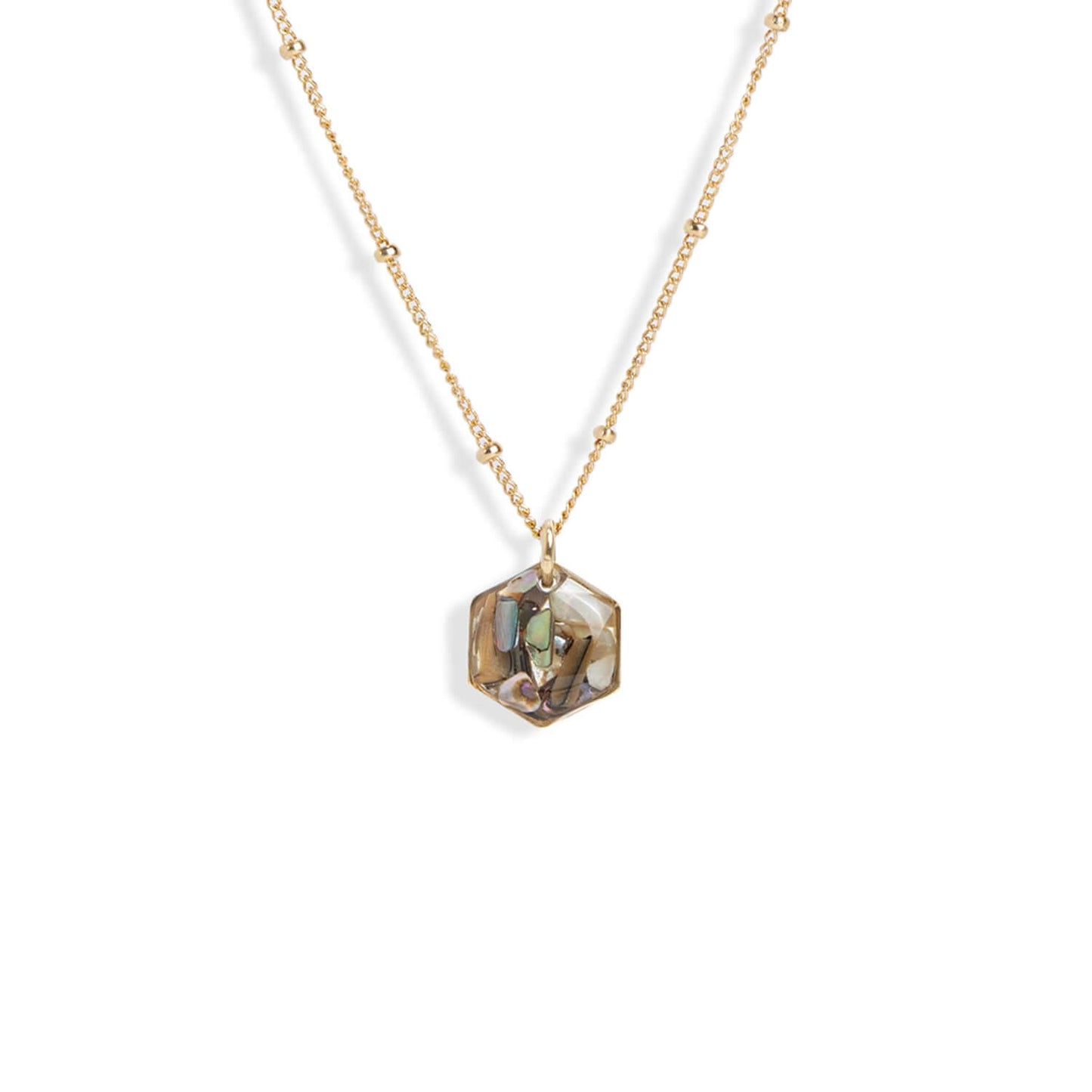 Small Hexagon Abalone Necklace
