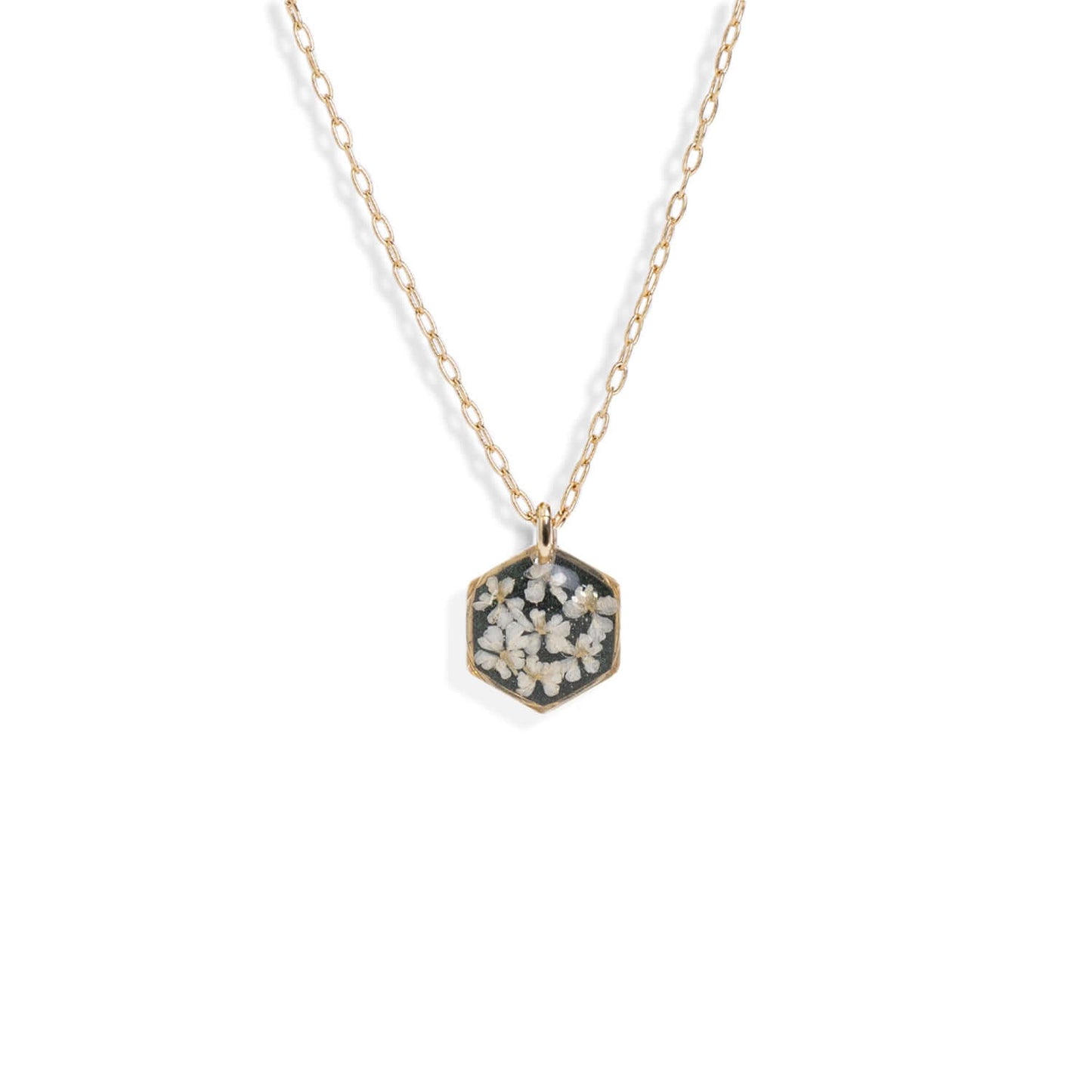 Small Hexagon Flower Necklace