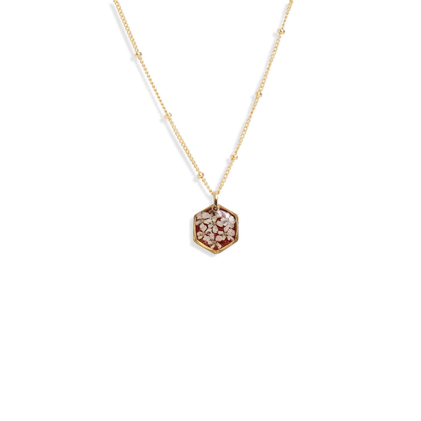 Small Hexagon Flower Necklace