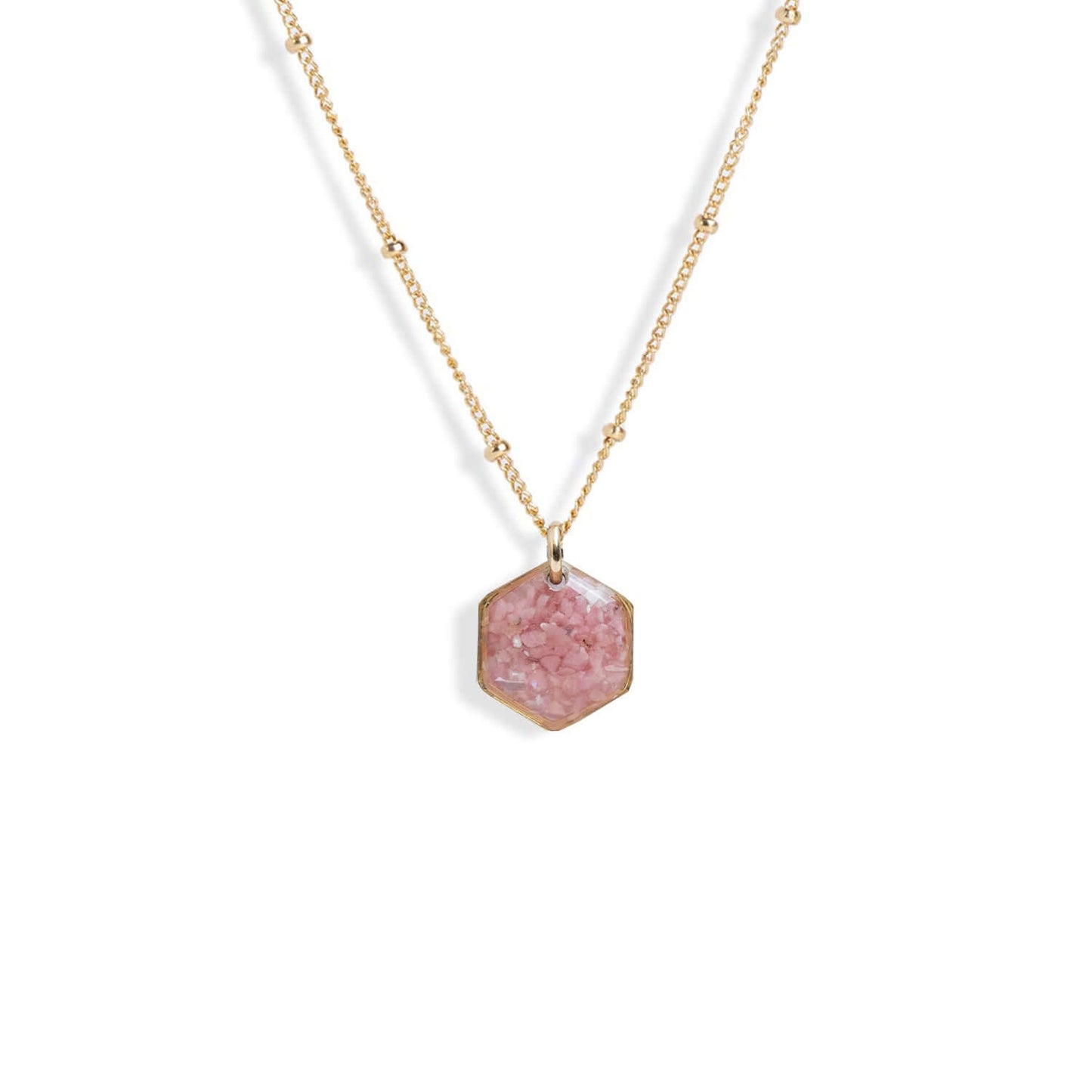 Small Hexagon Gem Necklace