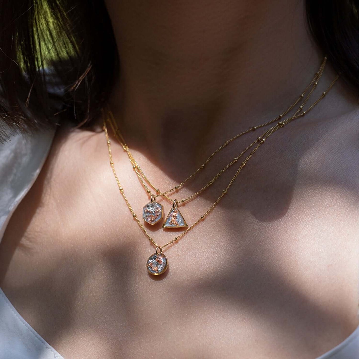 Dainty Hexagon Vanilla Sky Necklace