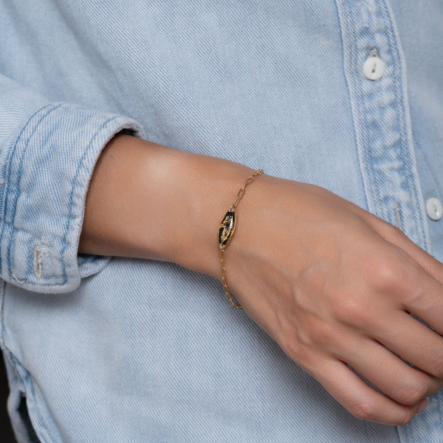 Black and Gold Oval Bracelet