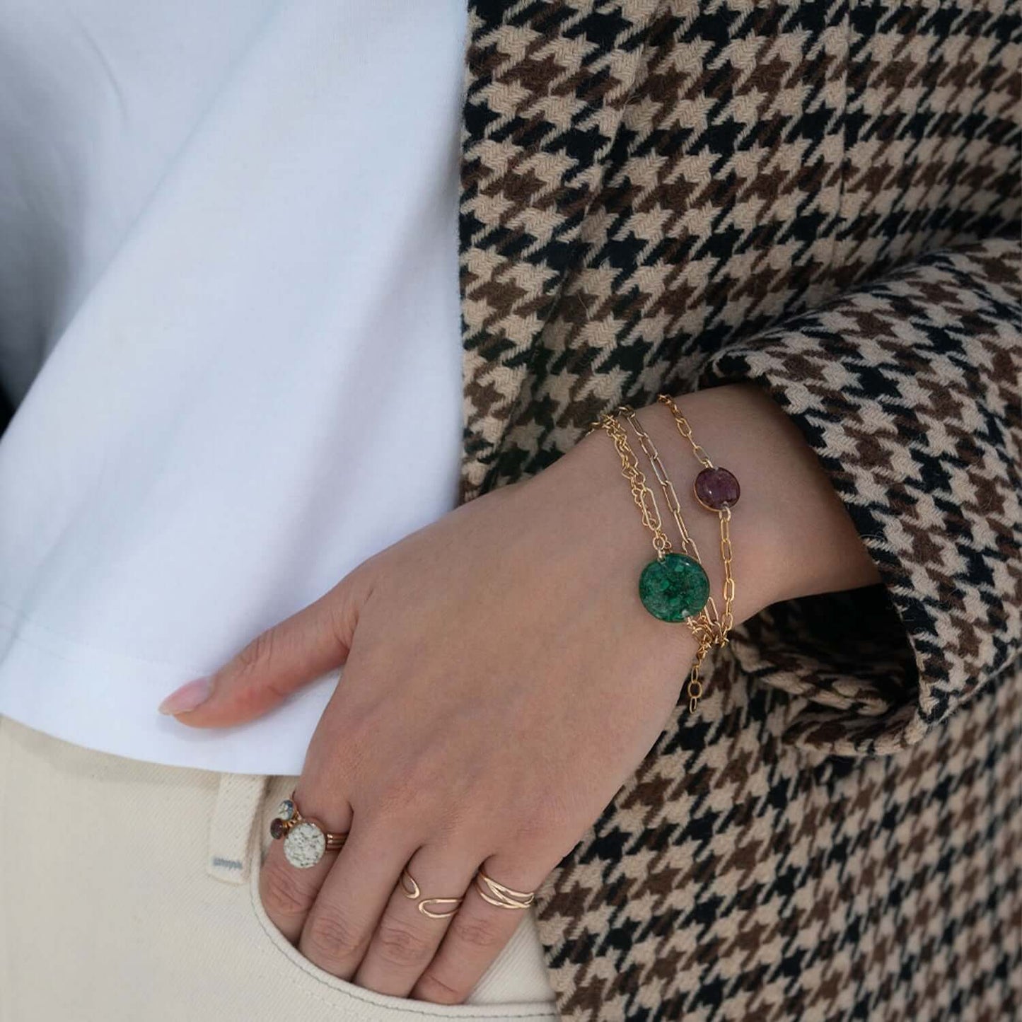 Dainty Round Gem Bracelet