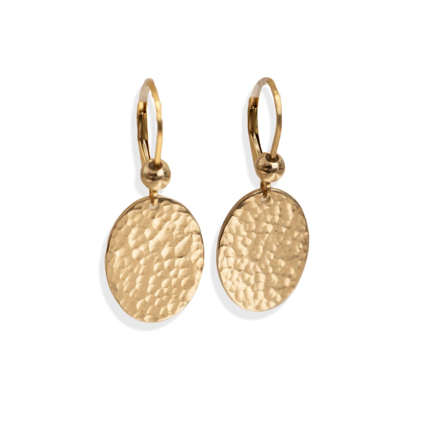 Hammered Oval Dangle Earrings