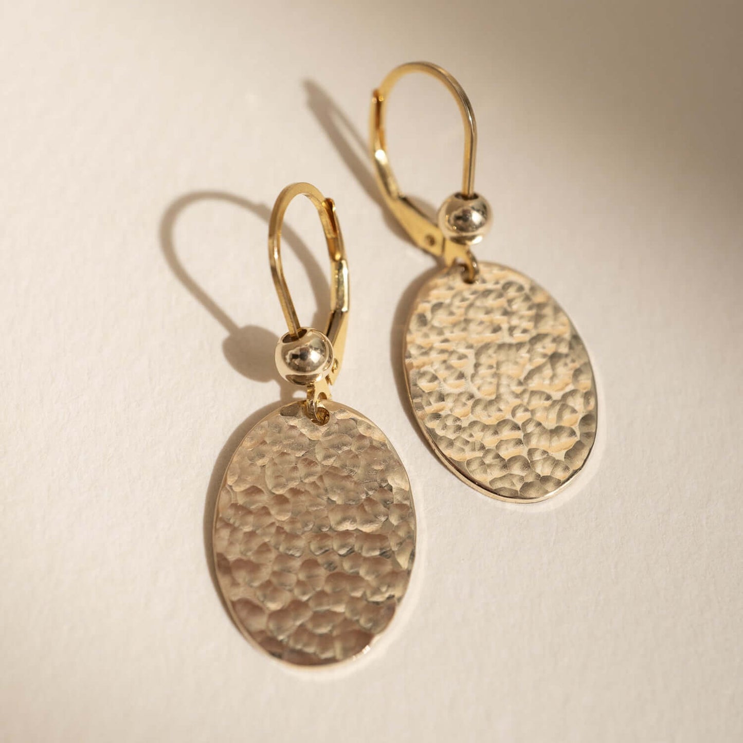 Hammered Oval Dangle Earrings
