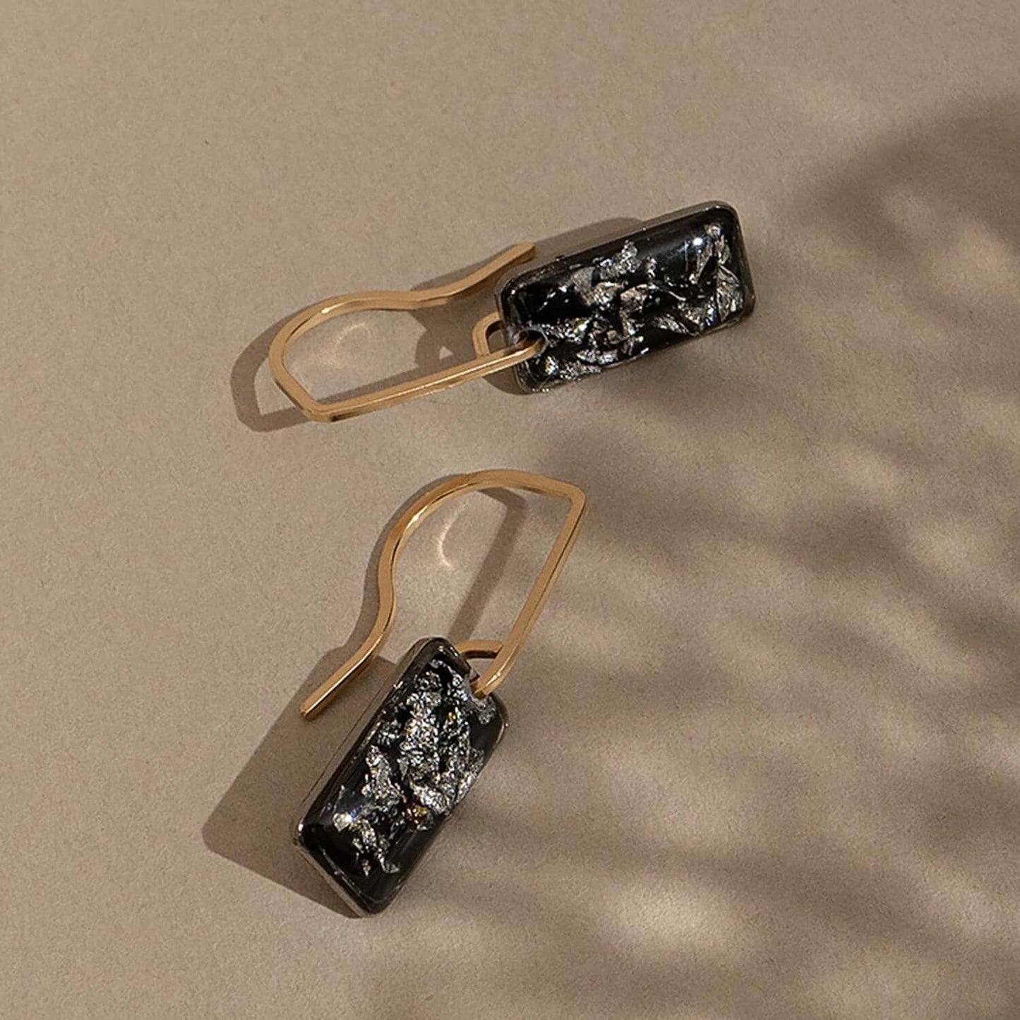 June Earrings In Black and Silver