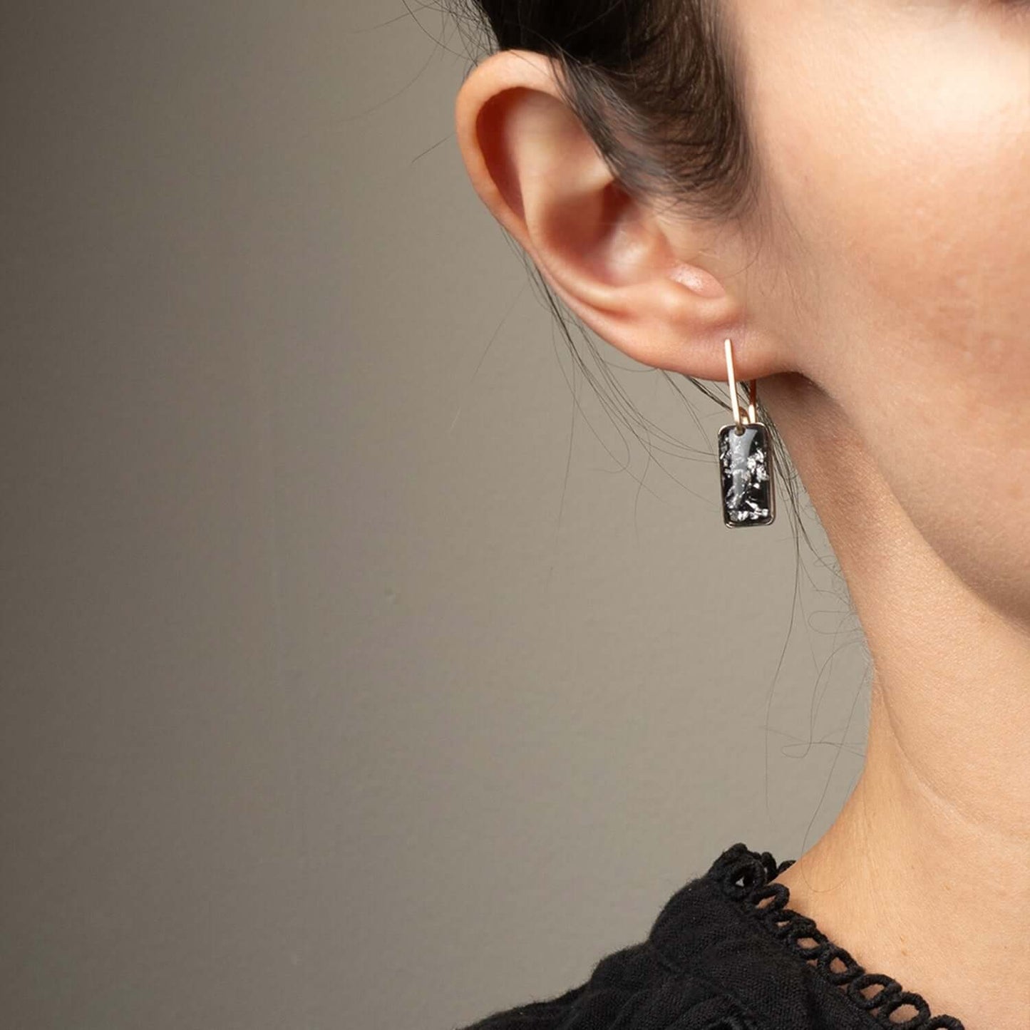 June Earrings In Black and Silver