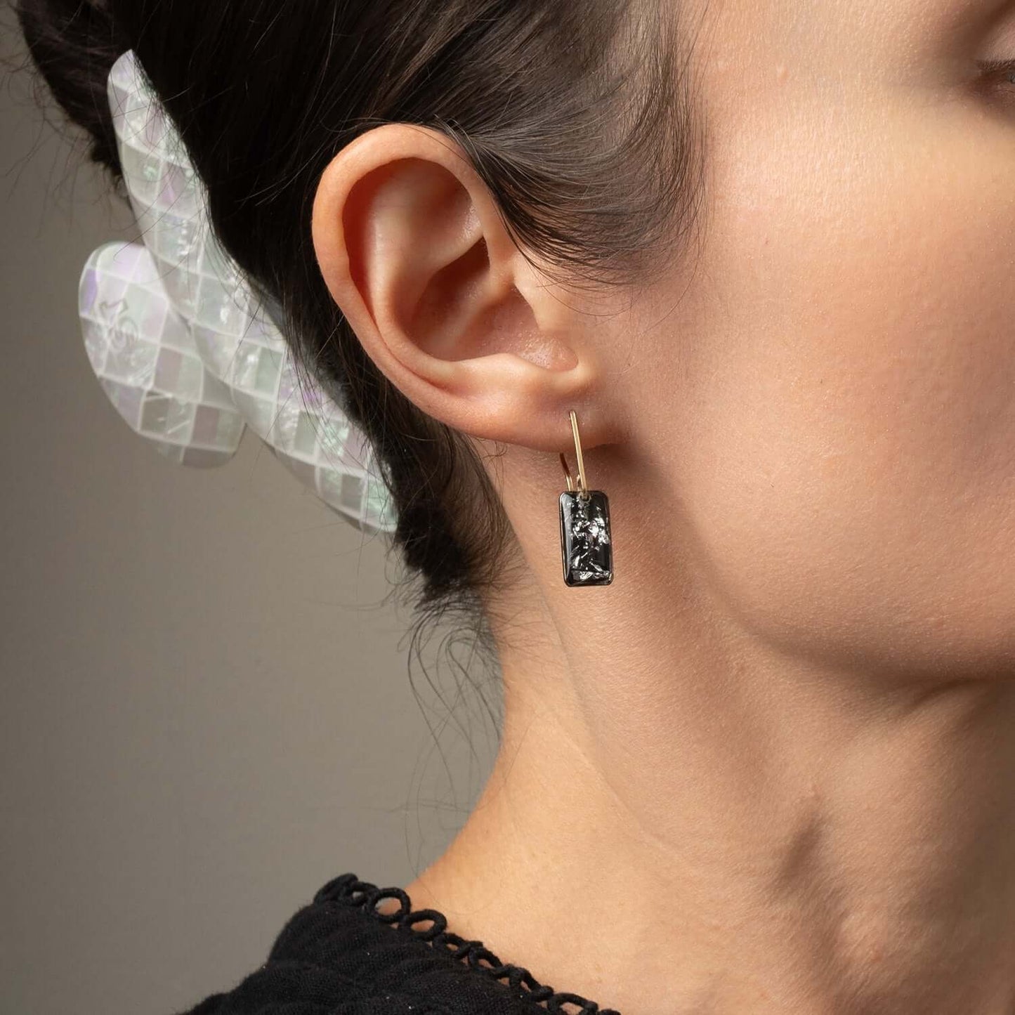 June Earrings In Black and Silver