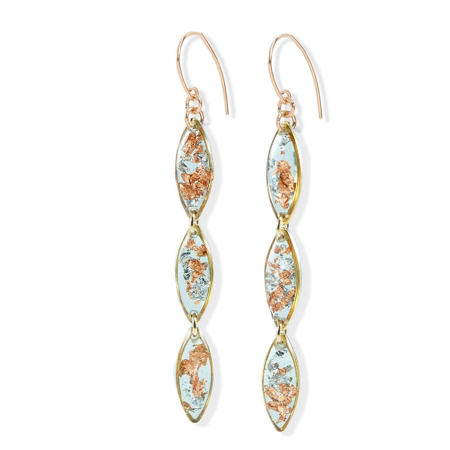 Long Oval Ice Gold Earrings