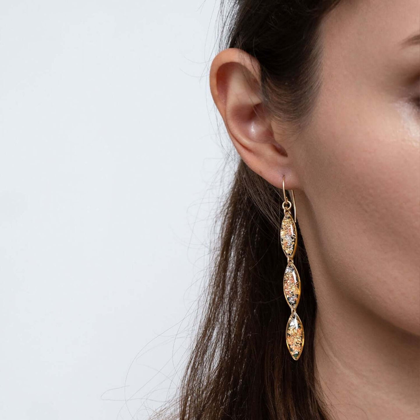 Long Oval Fall Gold Earrings