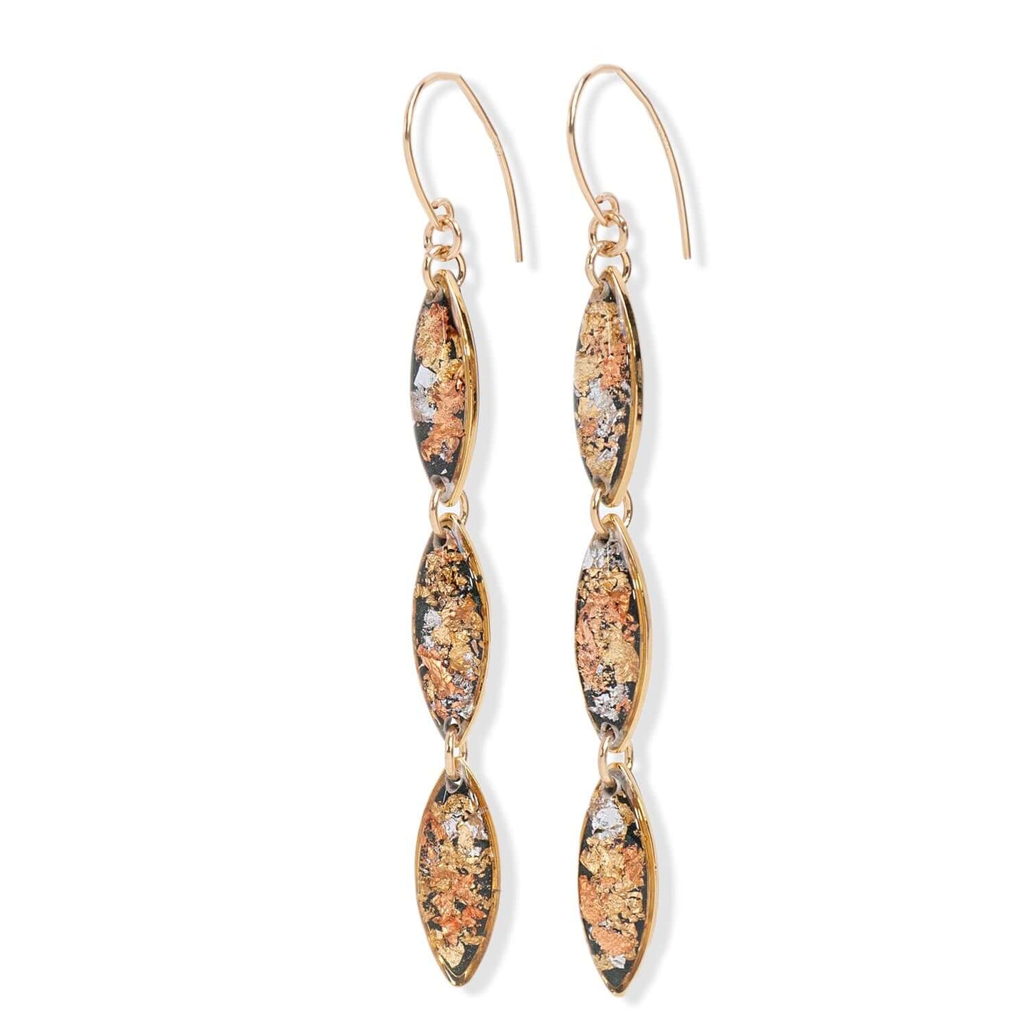 Long Oval Fall Gold Earrings