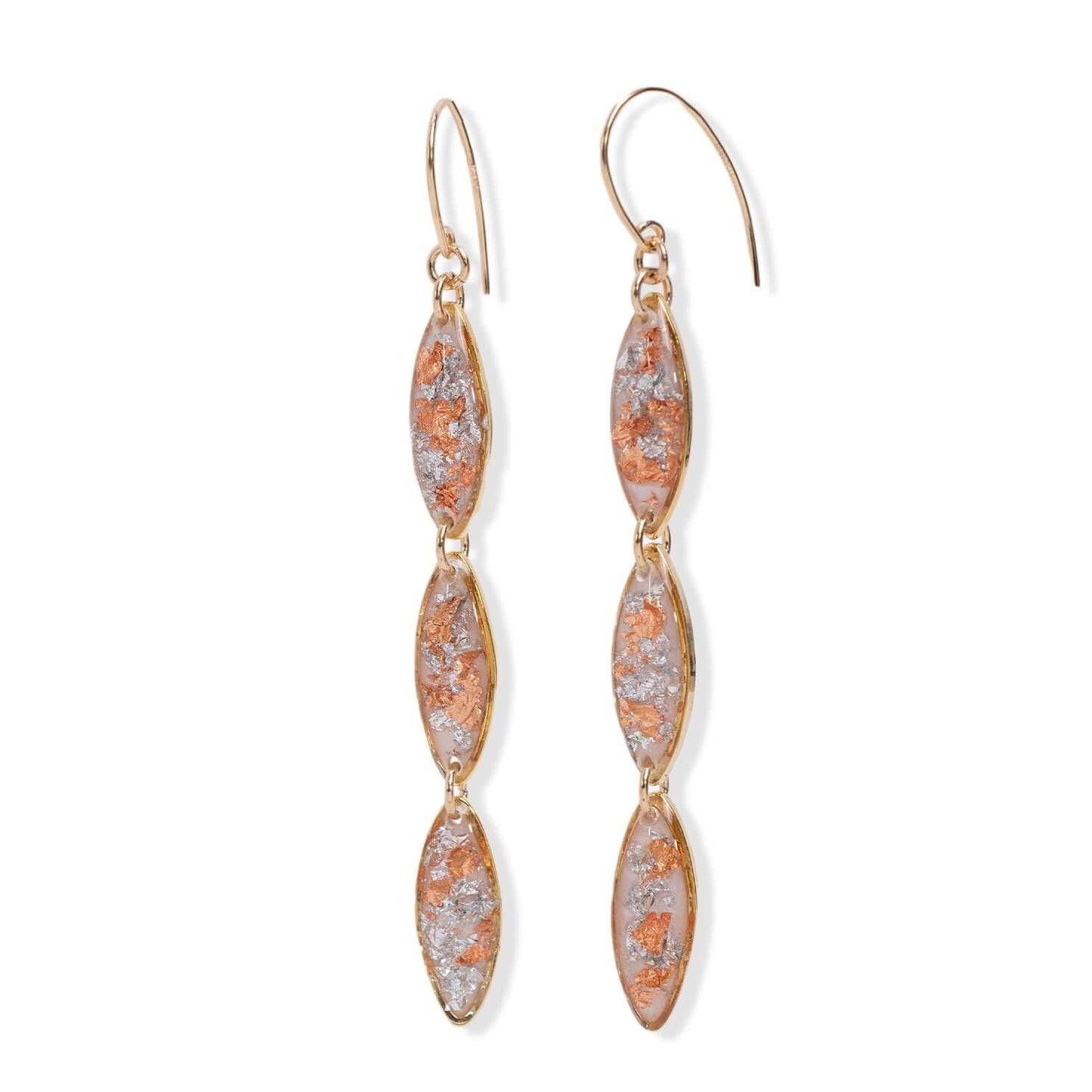 Long Oval Sakura Gold Earrings