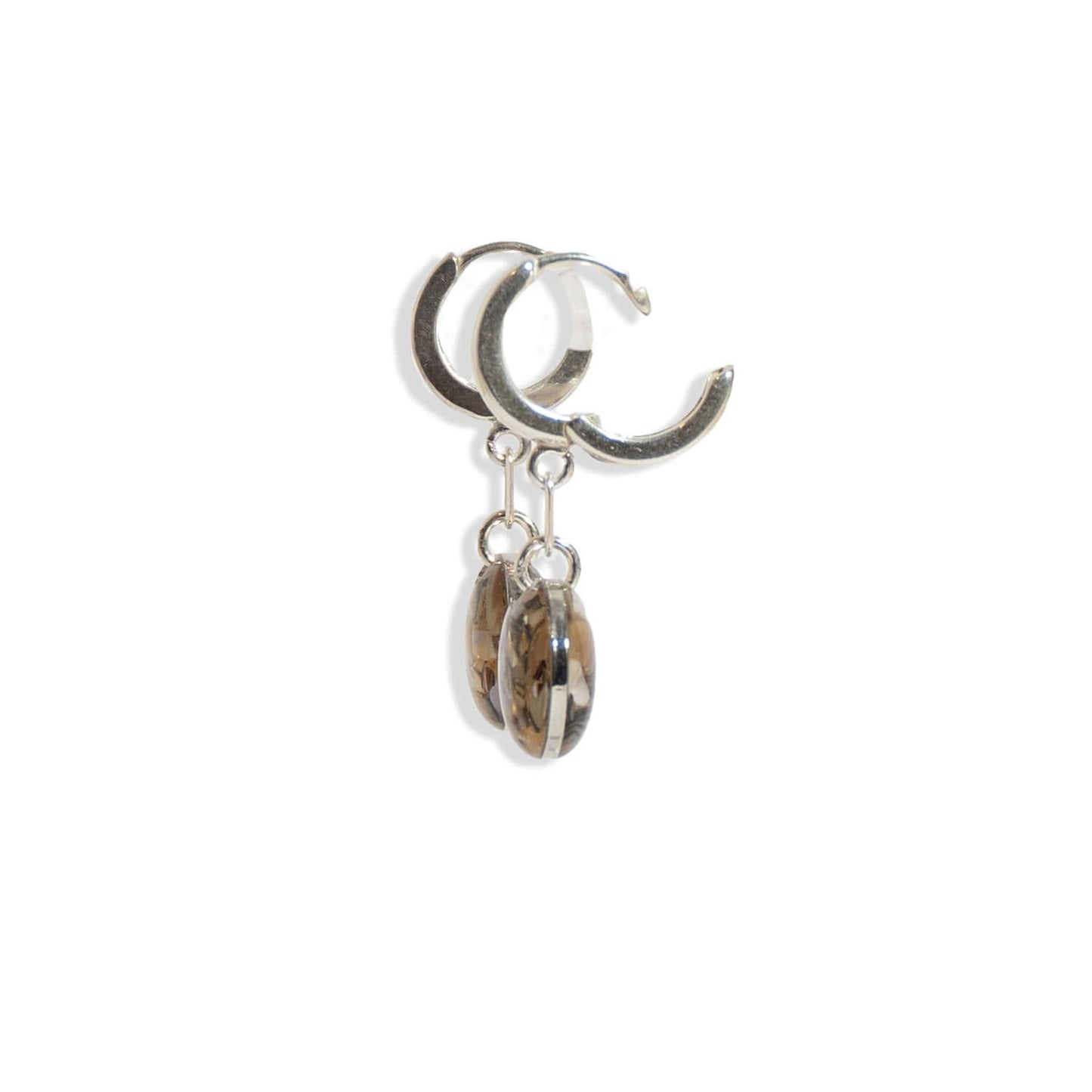 Abalone Round Dangling Earrings in Silver