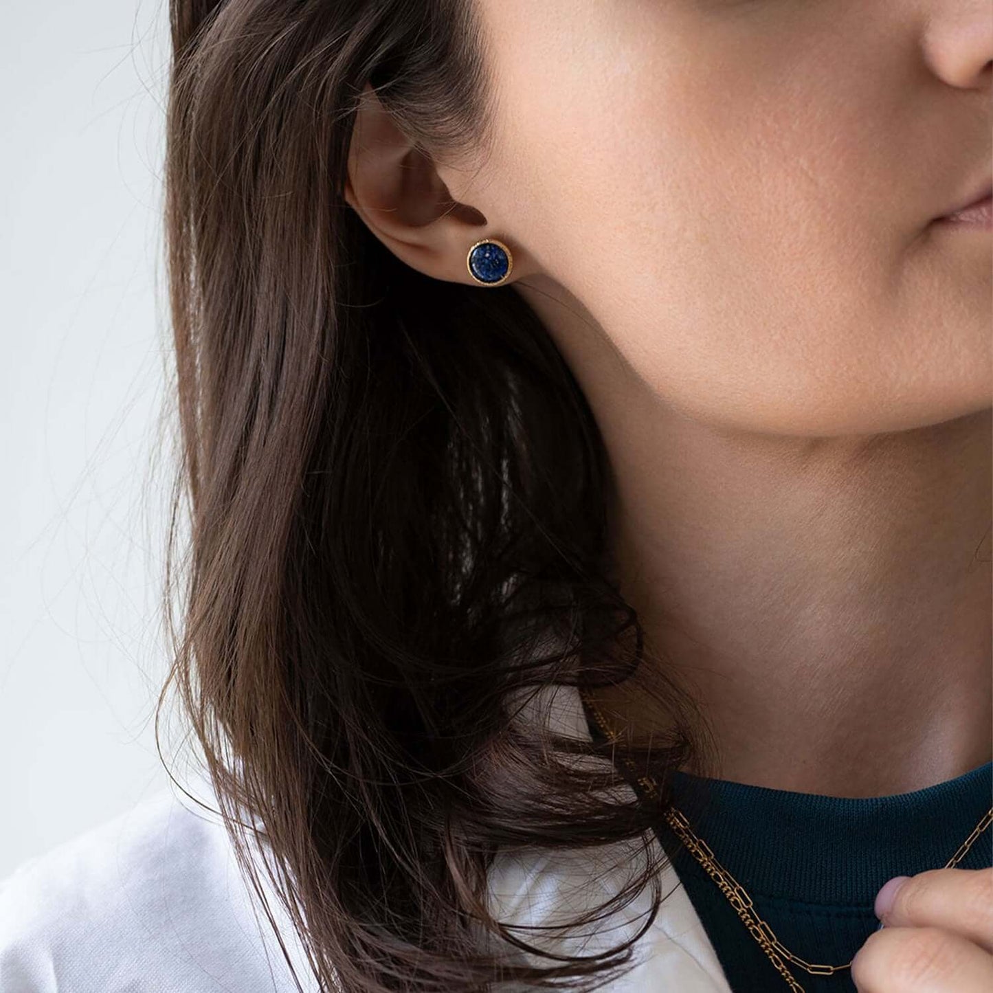 Blue Lapis Round Earrings