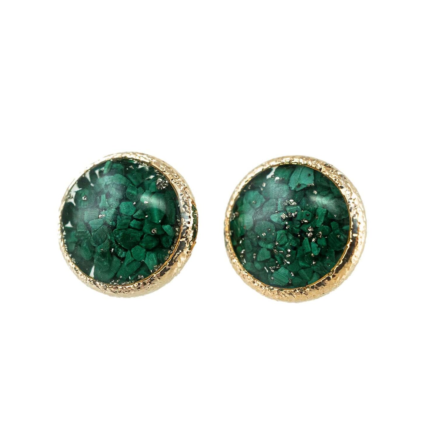 Round Malachite Earrings