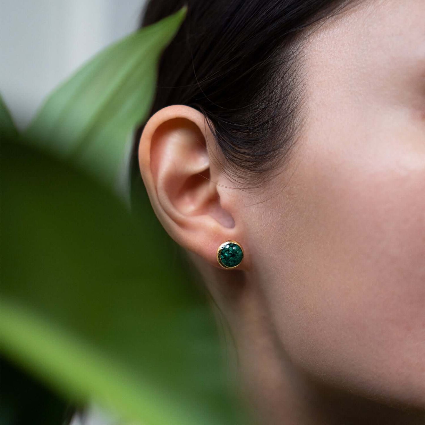 Round Malachite Earrings