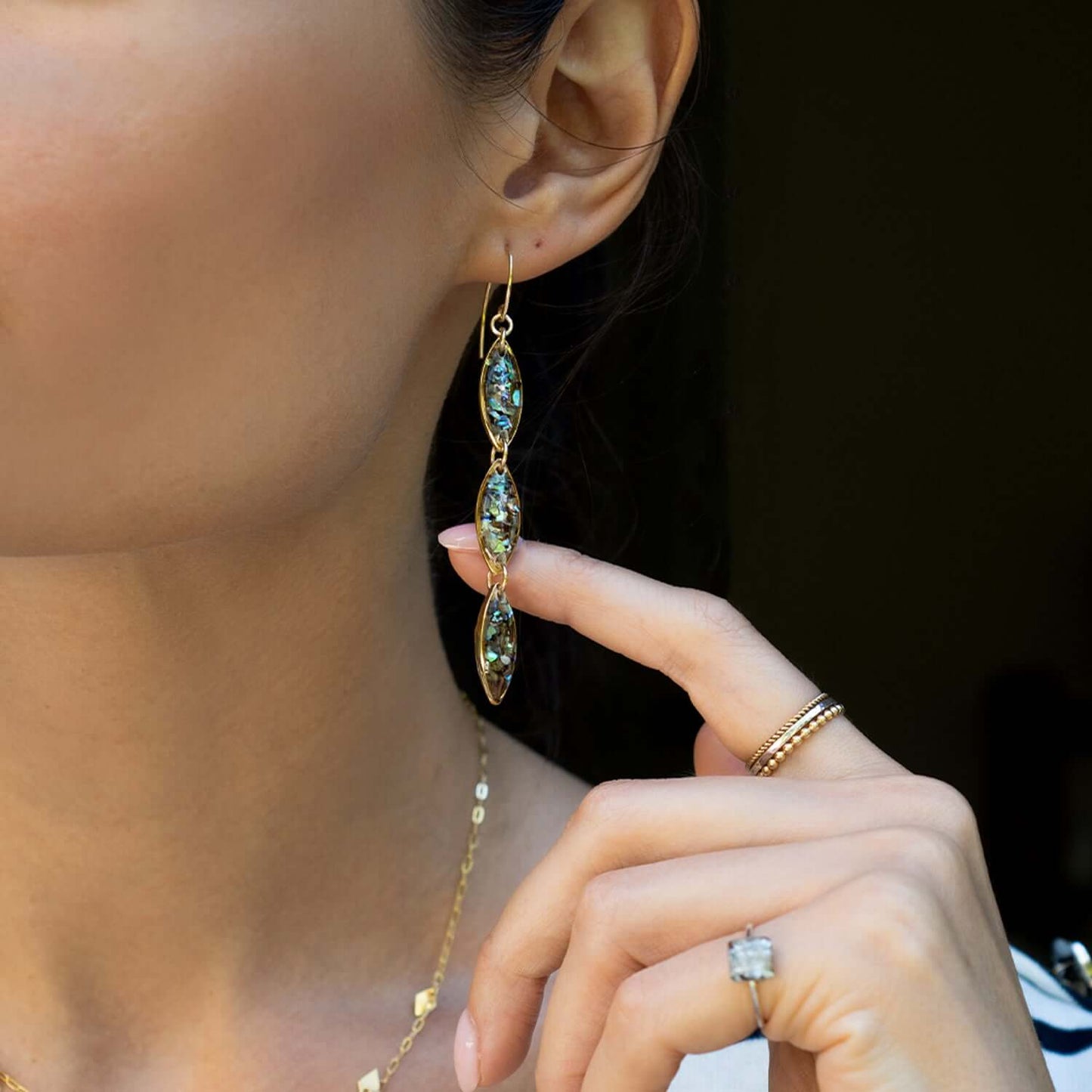 Long Oval Abalone Earrings
