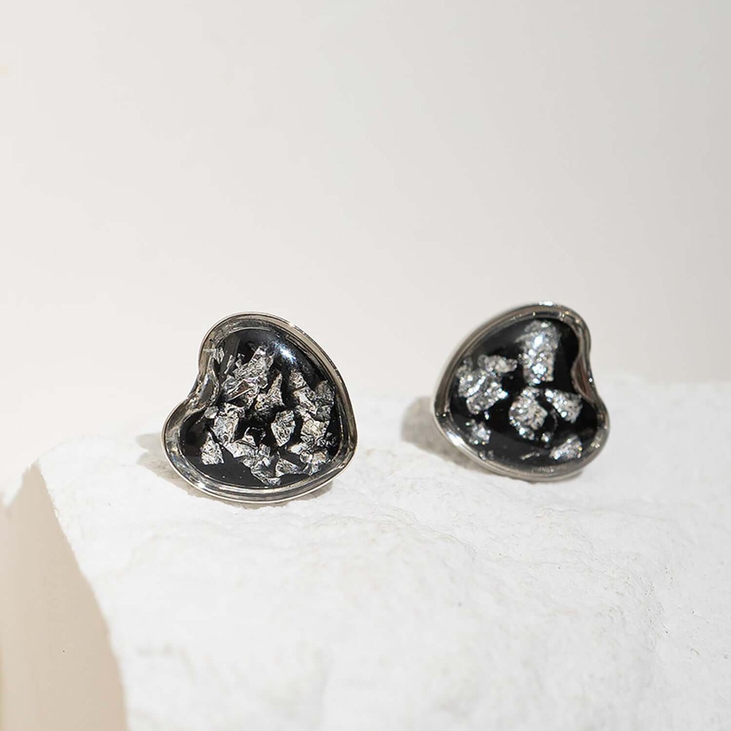 Heart Shimmer Stud Earrings in Silver