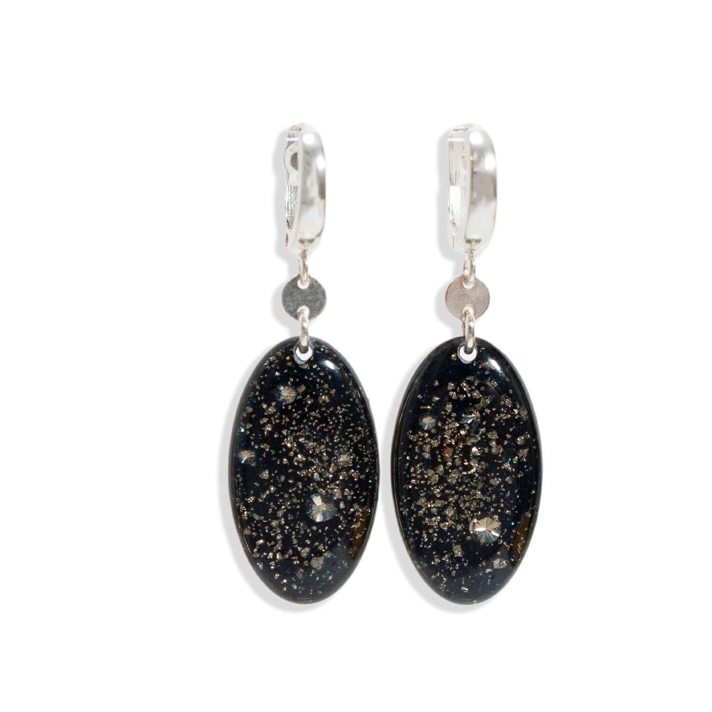 Dangling Oval Galaxy Hoop in Silver