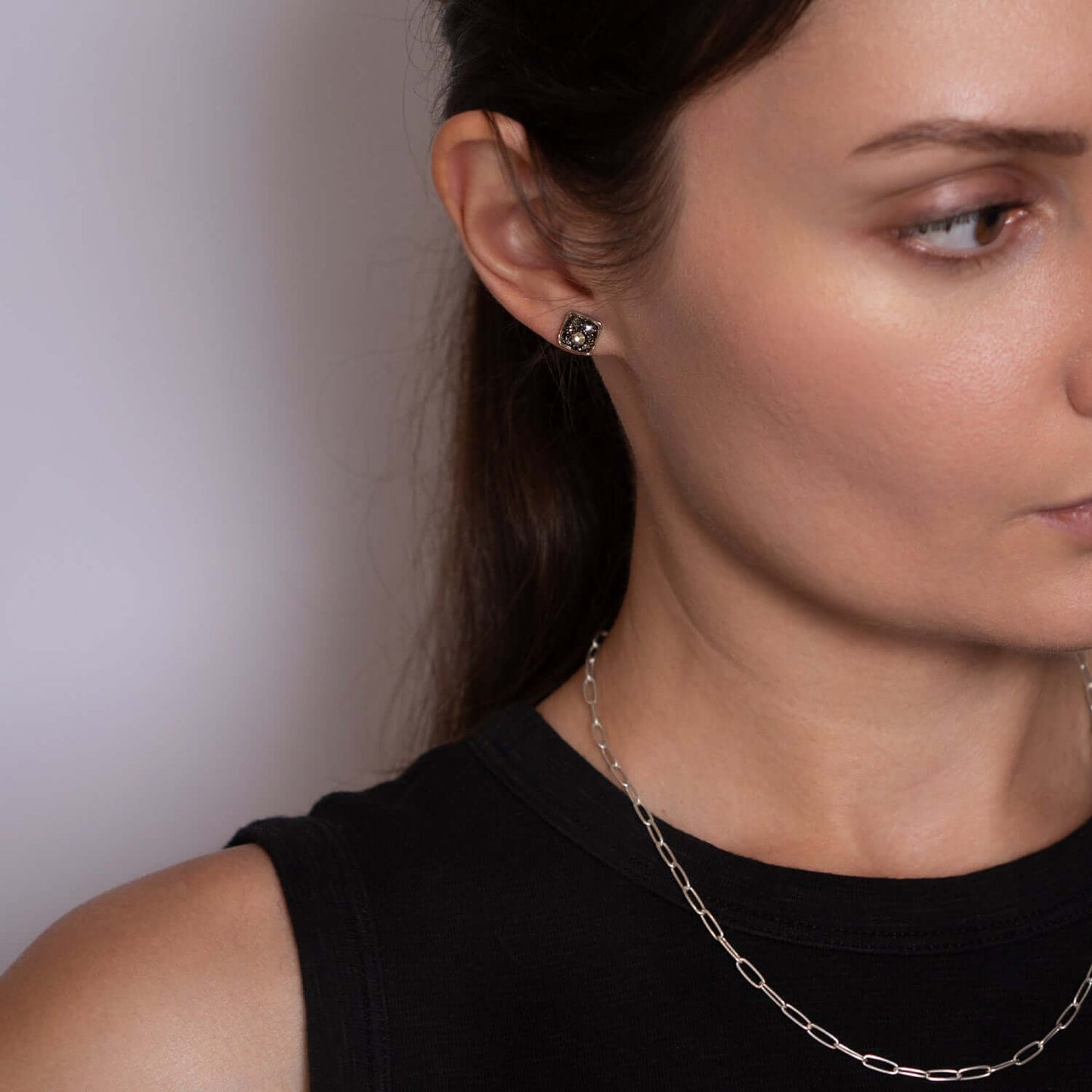 Galaxy Square Earrings in Silver