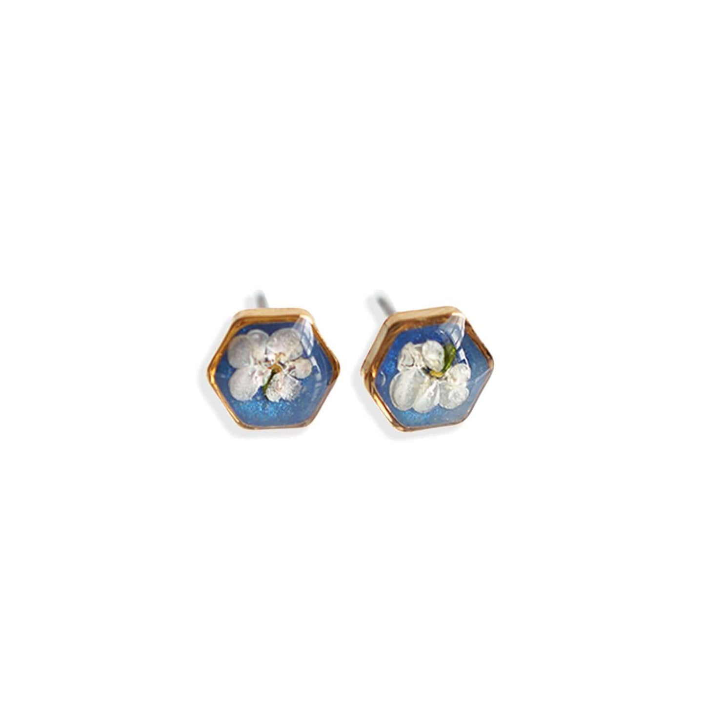 Tiny hexagon earrings