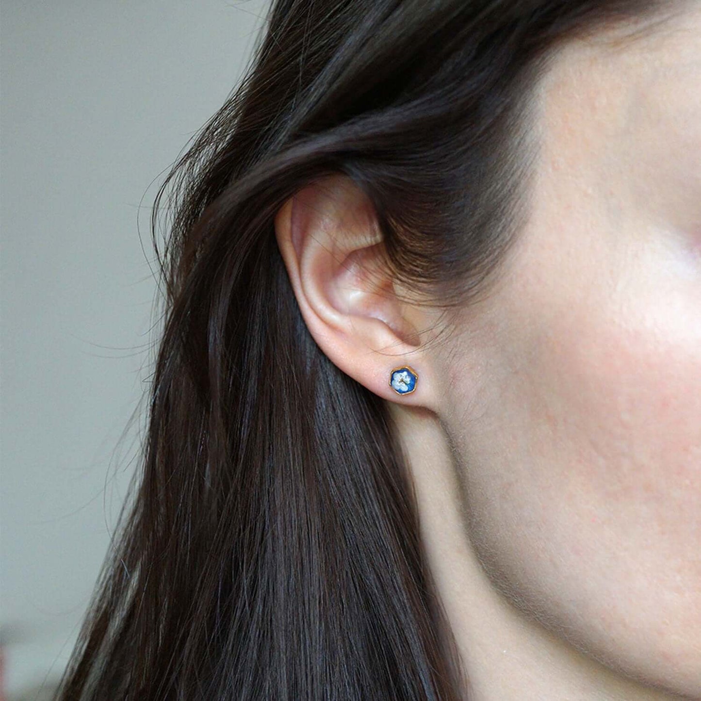 Tiny hexagon earrings