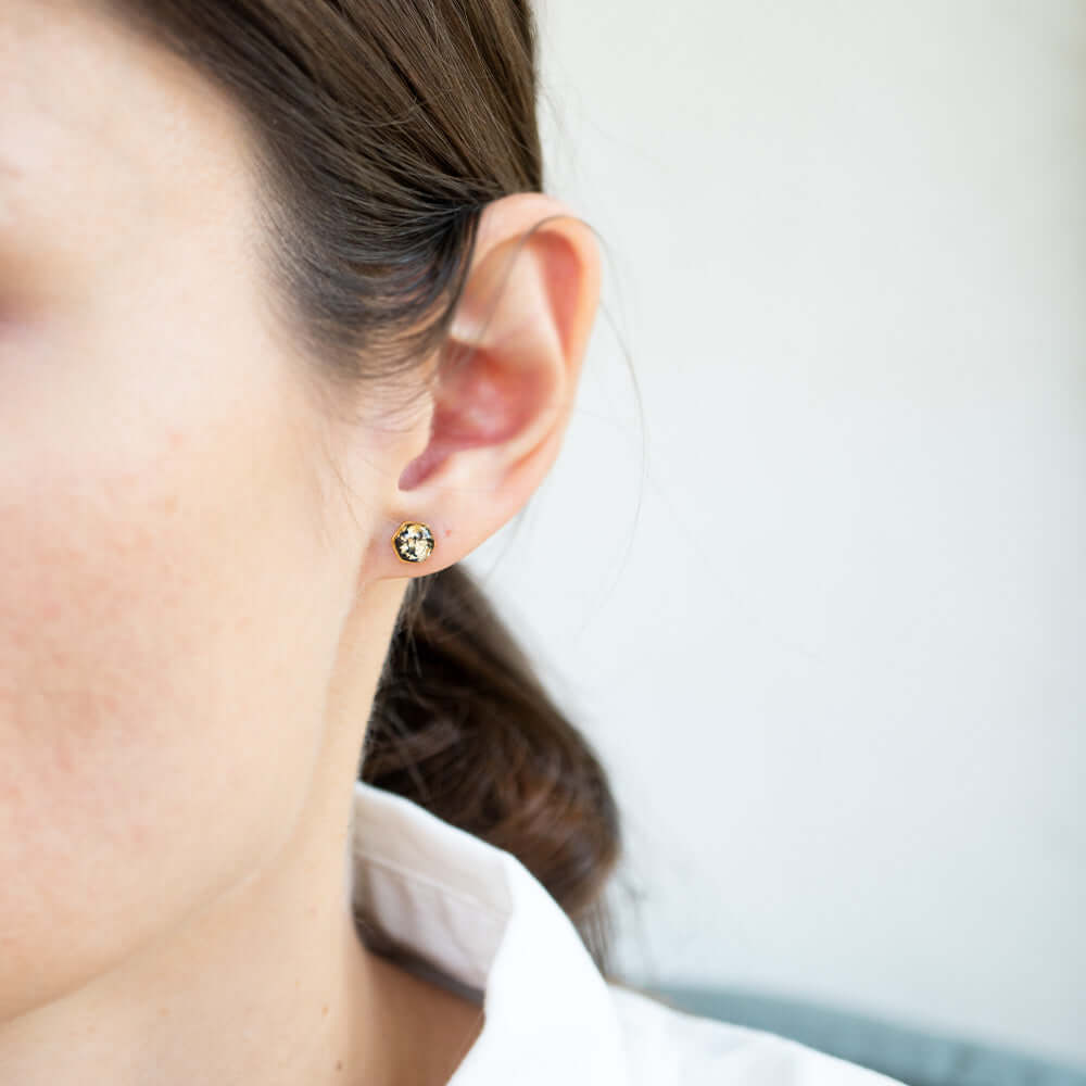 Small hexagon shimmer earrings