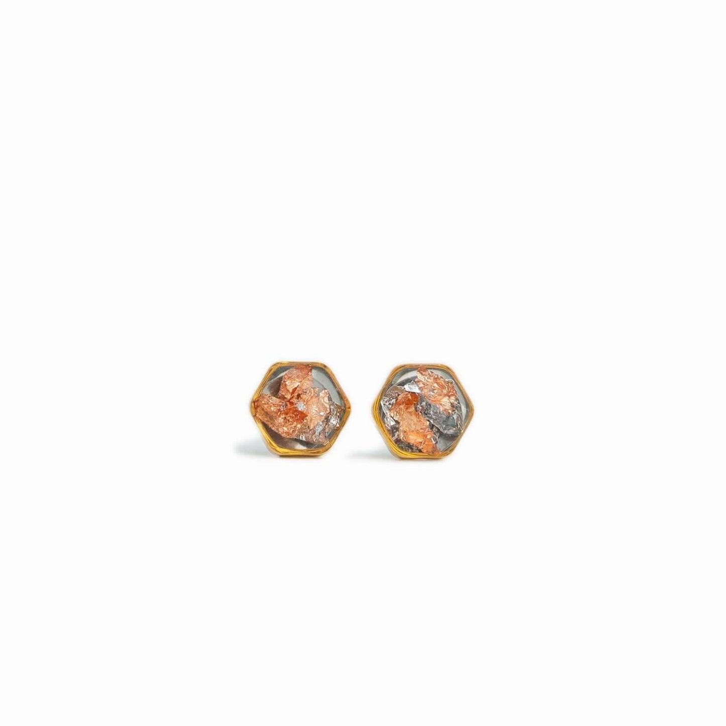 Small hexagon earrings